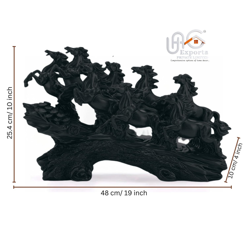 UAG EXPORTS PRIVATE LIMITED White 19 Inch Running 7 Victory Horses Resin Statue for Vastu and Feng Shui | Home Office Living Room Decor Showpiece