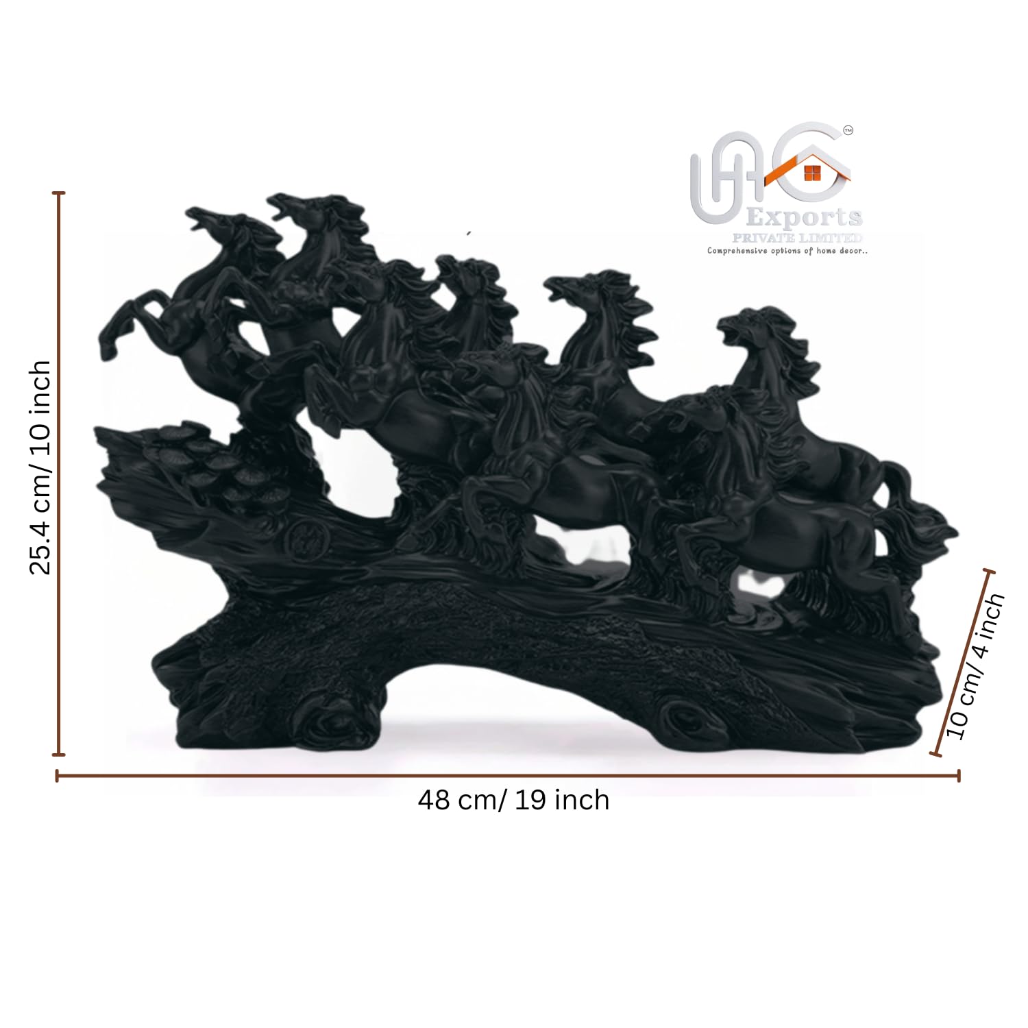 UAG EXPORTS PRIVATE LIMITED White 19 Inch Running 7 Victory Horses Resin Statue for Vastu and Feng Shui | Home Office Living Room Decor Showpiece
