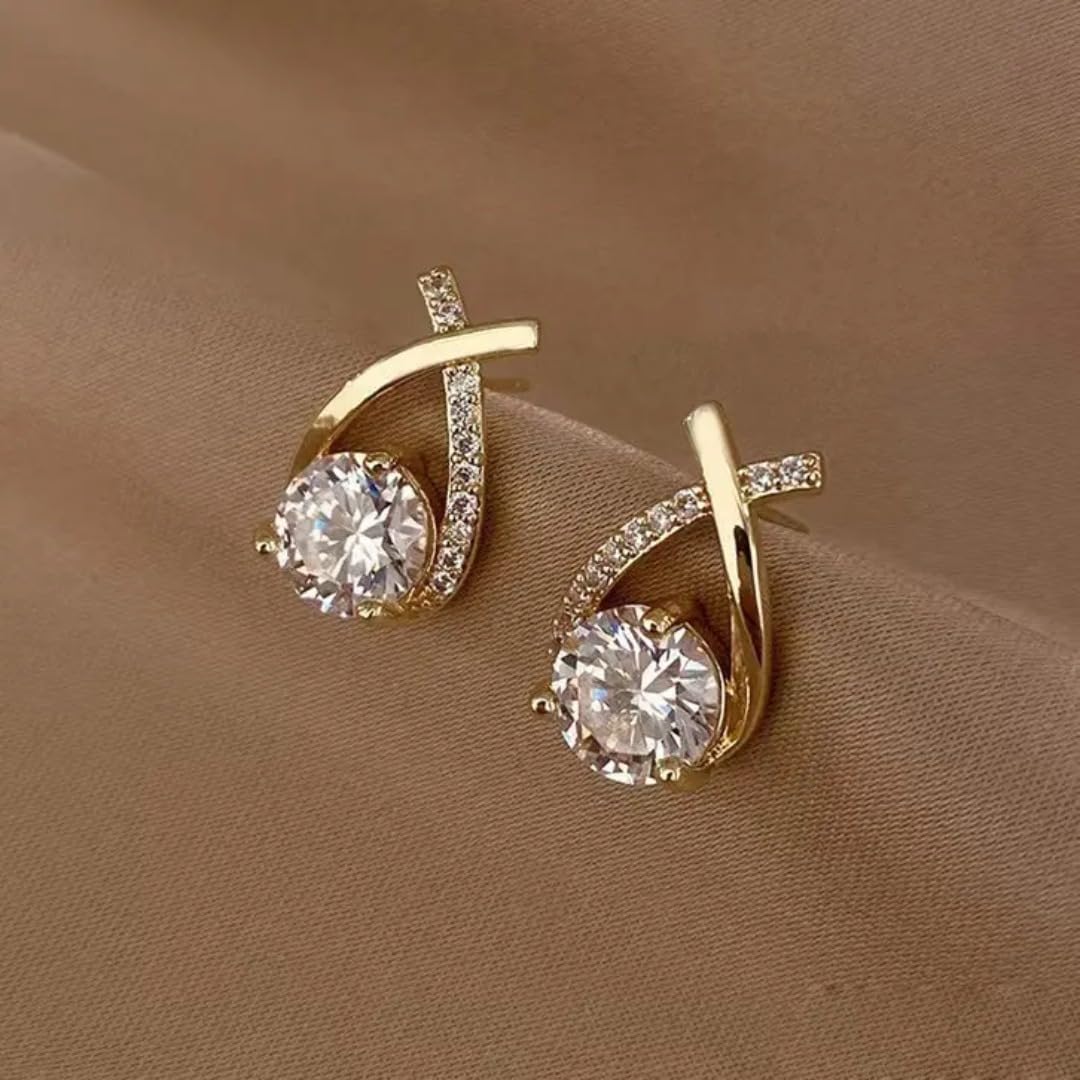 Korean Earrings Set of 3, Gold Tone, Pearl and Crystal Embellished, Heart and Bow Design, Stud Style