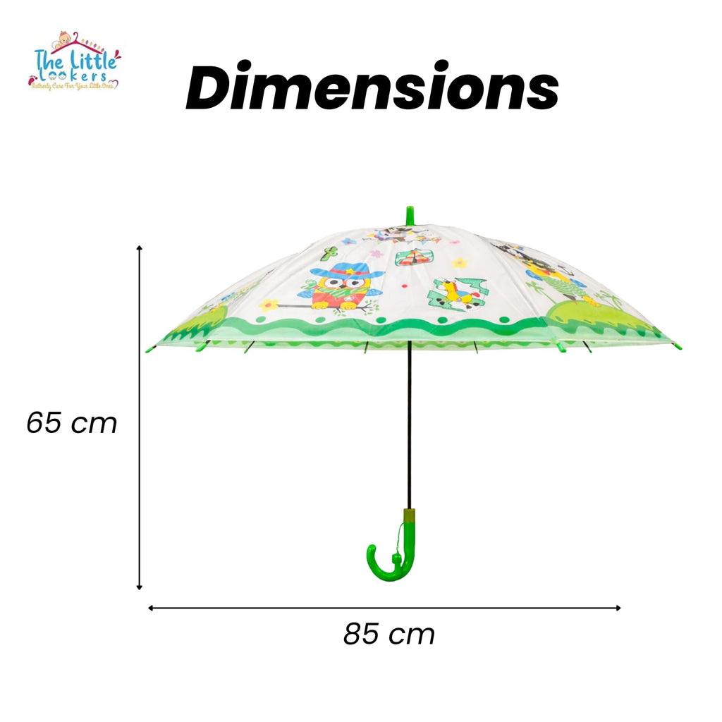 THE LITTLE LOOKERS Umbrella for Kids | Cute Printed Children Umbrellas | Stylish & Cute Mini Rain Umbrella for Children | Portable, Waterproof & Lightweight | for Girls and Boys (Green)