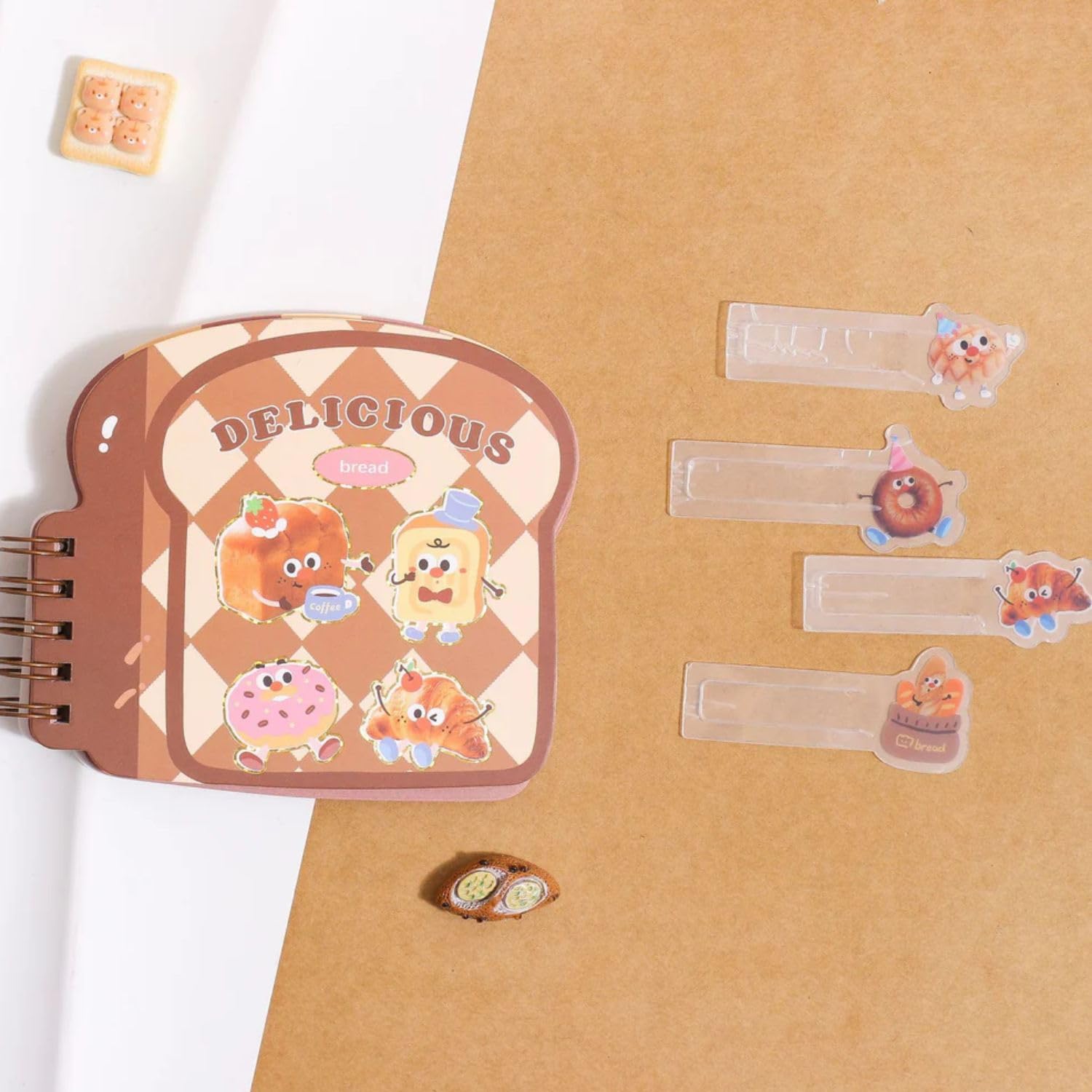 FunBlast Mini Diary for Kids –Bread Theme Spiral Notebook Diary with Bookmarks, Cute Kawaii Stationery, A7 Size Journal Diary, Ruled Notebooks for Boys & Girls – 60+ Sheets (RandomPrint)