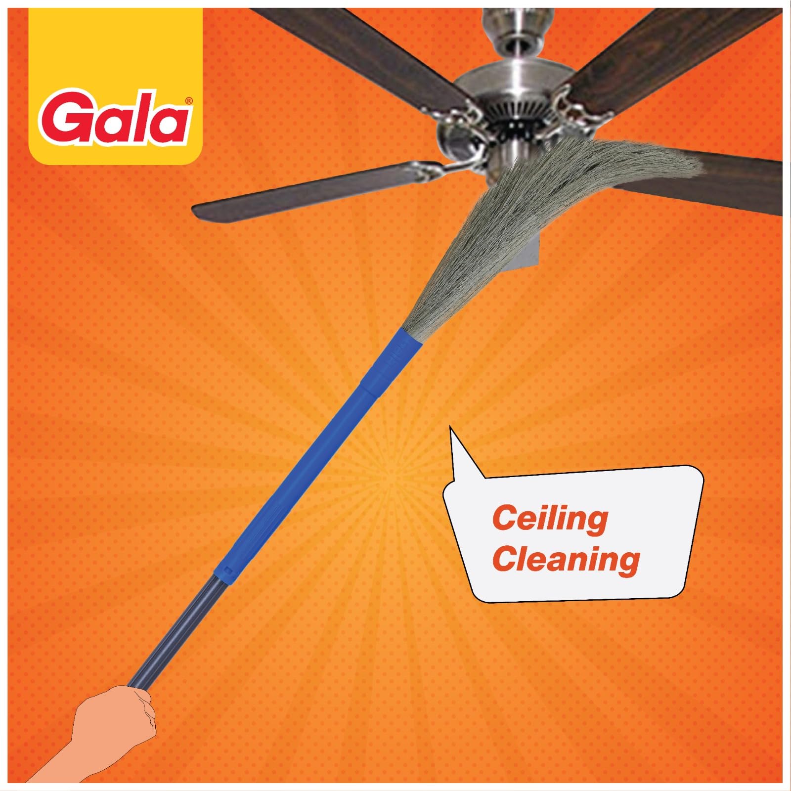 Gala No Dust Broom 2 in 1 with Extendable Handle for Ceiling and Floor Cleaning, Long Handle Jhadu