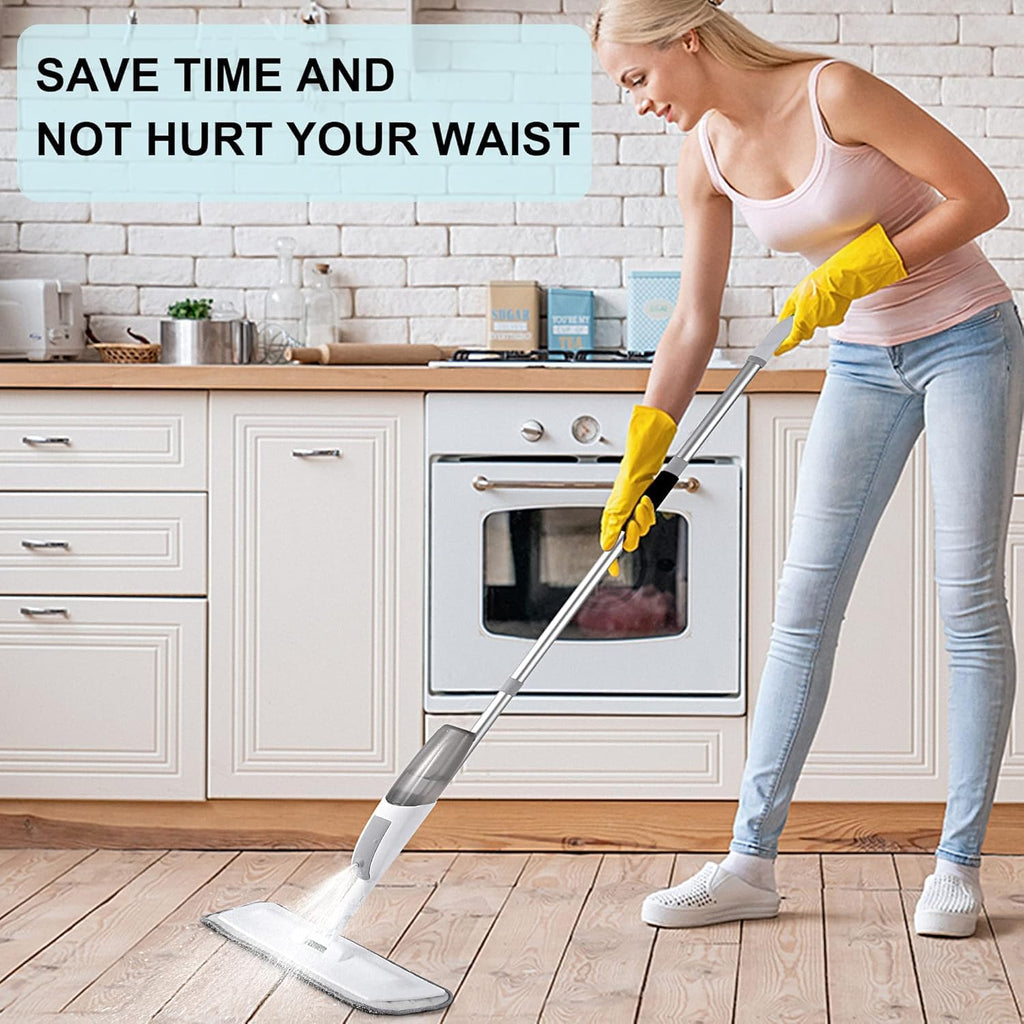 OLMARTT KITCHENWARE Spray Mop with Refillable Water Tank, 360° Rotating Flat Mop with Microfiber Pad for Tiles, Marble, Wooden Floor