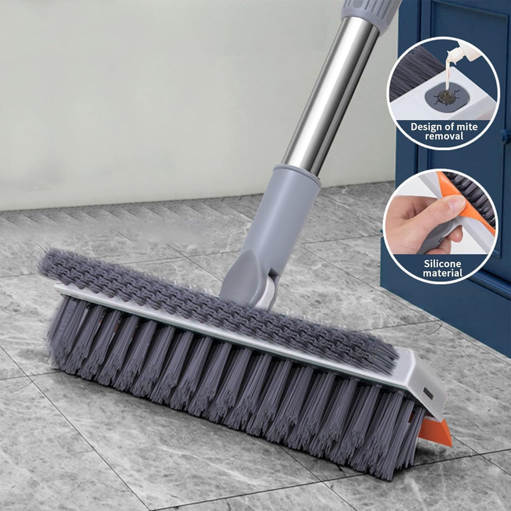 2-in-1 Bathroom Cleaning Brush with Wiper - Long Handle 180° Rotate Toilet Brush, Tiles Cleaning, Floor Scrub for Kitchen and Bathroom Accessories (Orange 3 in 1)