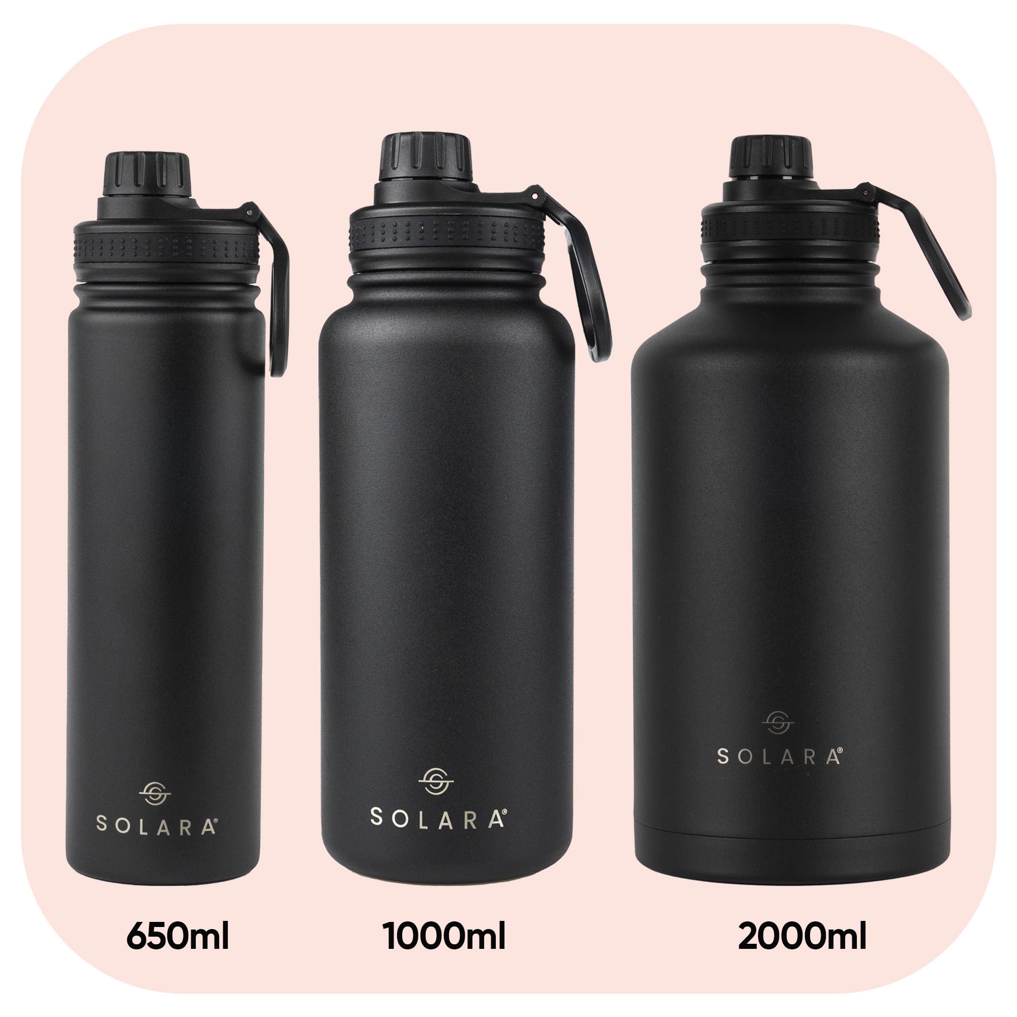 SOLARA Insulated Water Bottle 650ml, Hot Water Bottle, Thermosteel Water Bottles for Travel, Home, Office, School, Gym, Adults, Water Bottle Hot and Cold, Sipper Bottle, Angle Pink