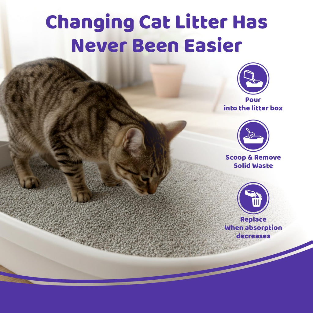 Petoska Lavender Cat Litter 5kg | 100% Natural Bentonite Clay | Clumping Cat Litter with Fast Odour Lock, Low Dust & Gentle on Paws, Premium 5kg Lavender Fragrance