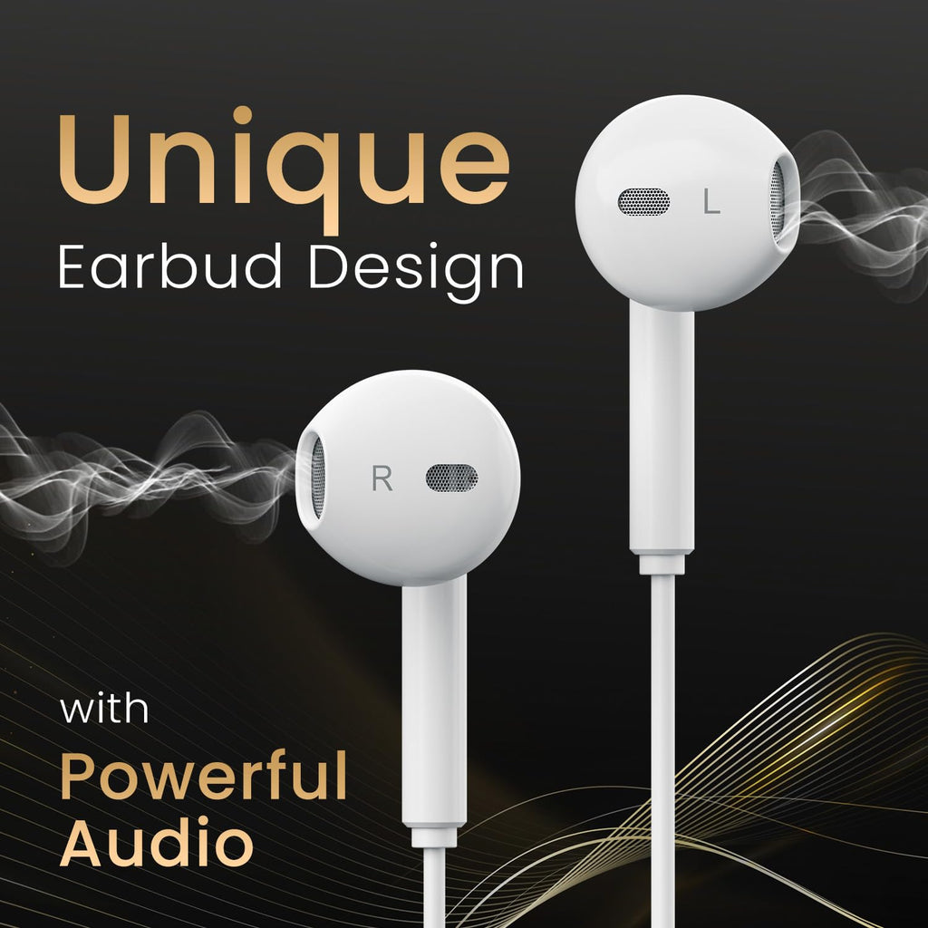 Portronics Conch Theta A in Ear 3.5mm Wired Earphones with In Line HD Mic, Powerful Audio, 14.2mm Dynamic Driver, Unique Earbuds Design, TPE Anti Tangle Wire,In line Controls,Wide Compatibility(White)