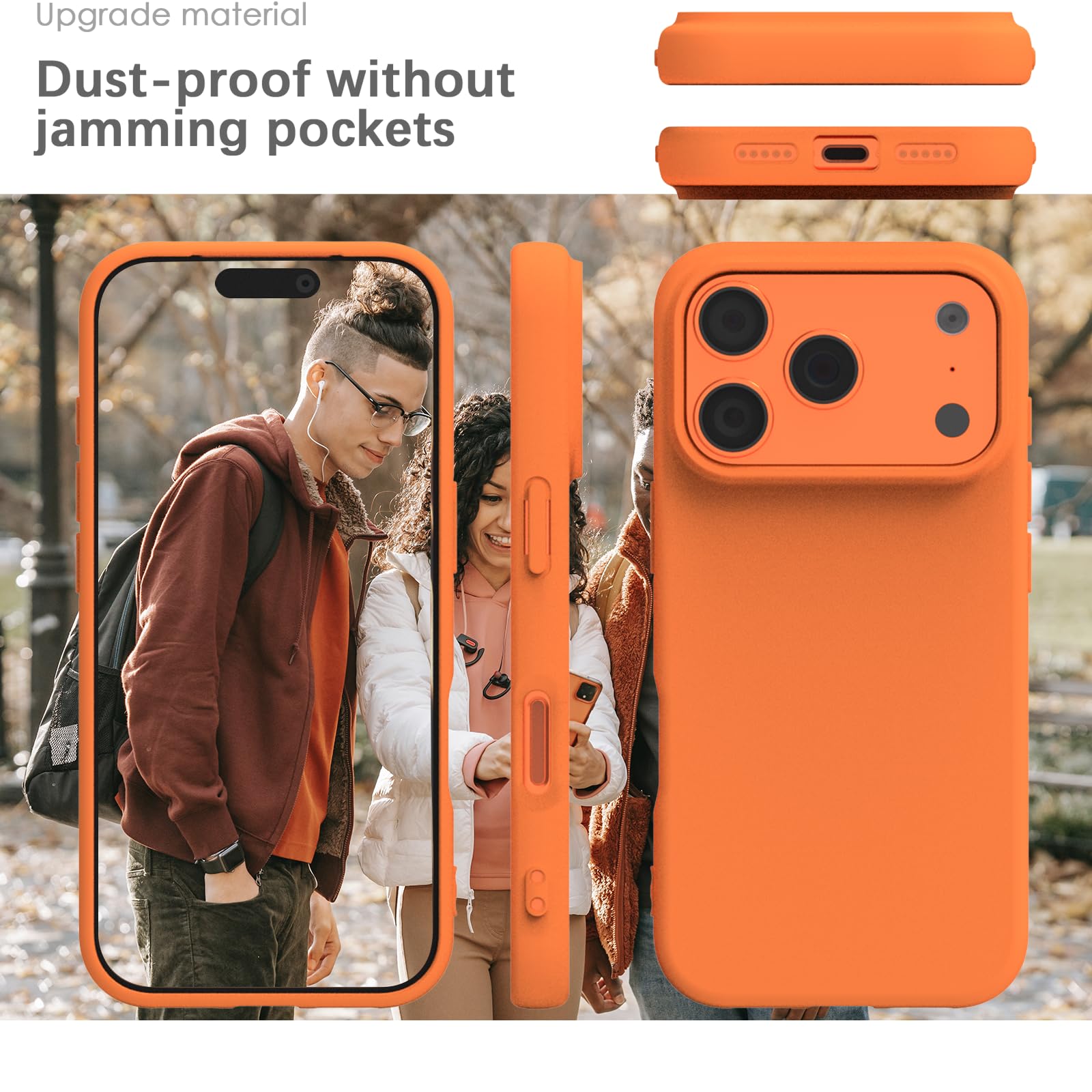 YATWIN Silicone Case for iPhone 17 Pro Max, Soft-Touch, Shockproof, DustProof, Antiskid Phone Cover for Apple iPhone 17 Pro Max - Orange