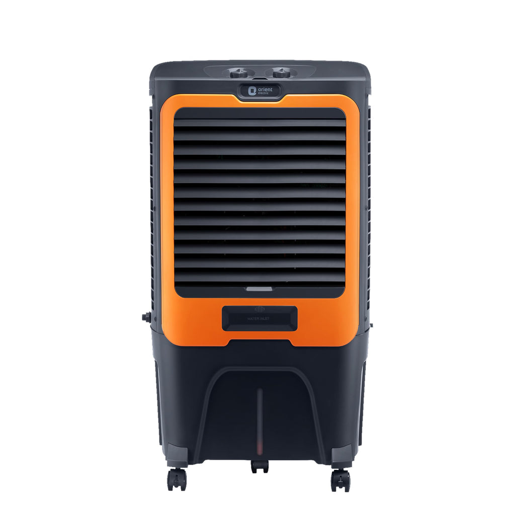 Orient Electric Ultimo 50L Desert Air Cooler with Densenest Honeycomb pads, Ice chamber & High Air Delivery | Desert Cooler for home (Grey and Orange)