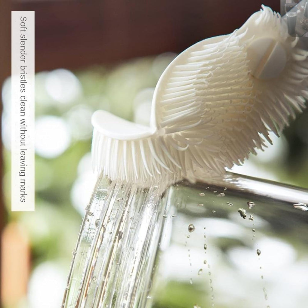 Silicone Bottle Cleaning Brush, 360 Degree Rotational, Flexible Soft Bristle, Long Handle Cleaning Brush for Jar, Cup, Glass Mug Container and Kitchenware (29 × 5.5 × 1cm) (1)