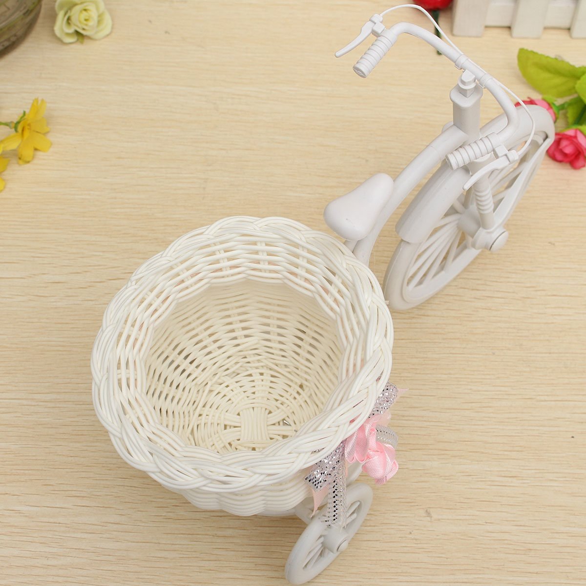 TIED RIBBONS Cycle Shape Flower Vase with Peonies Bunches for Mothers Day Home Decor Center Table Bedroom Living Room Office Bathroom Decorative Gift Items (19 cm x 21 cm)