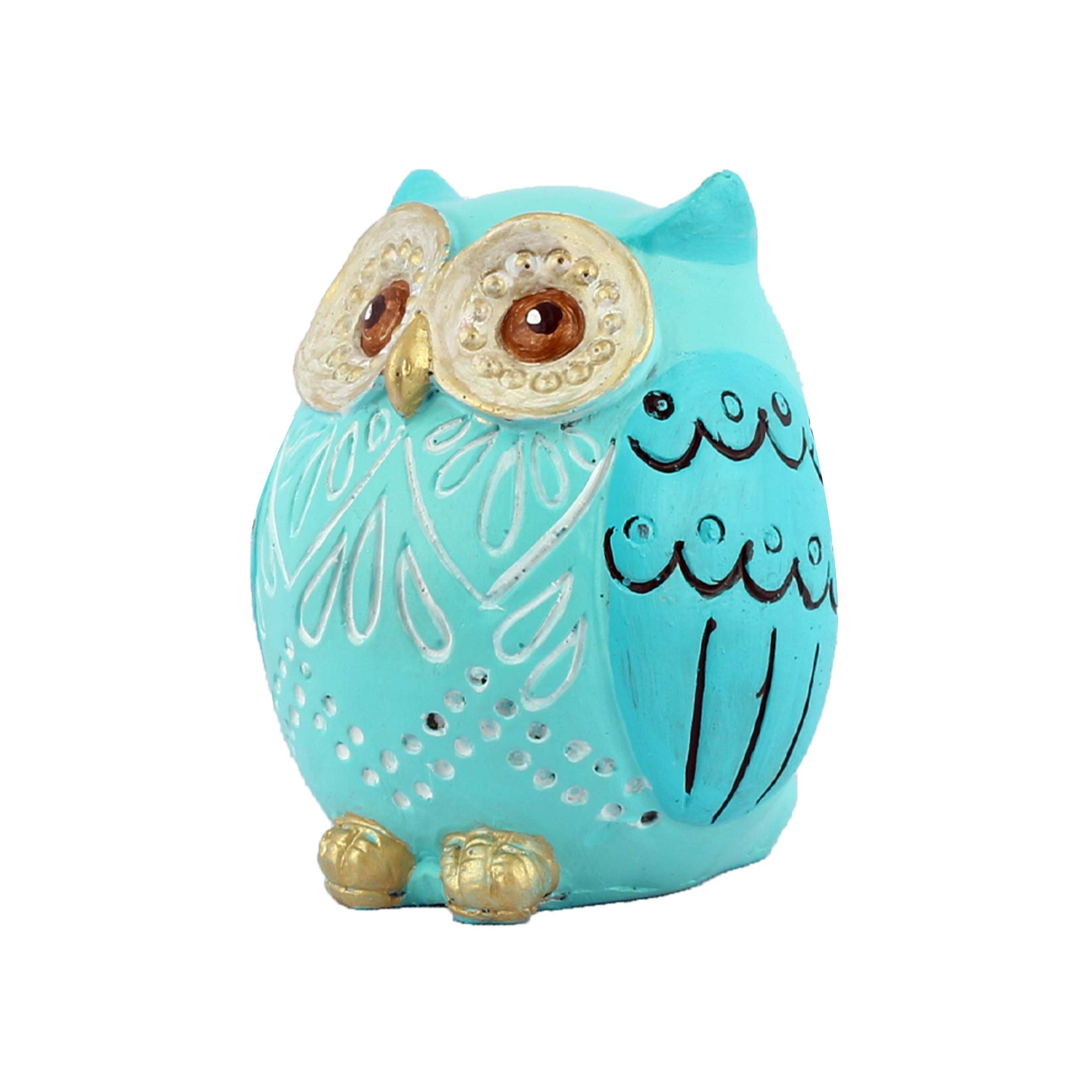 DEQUERA Owl Figurines Tabletop Statues and Figurines for Desktop Book Shelf Decor (Standing Still Style), Color : (Sky Blue)