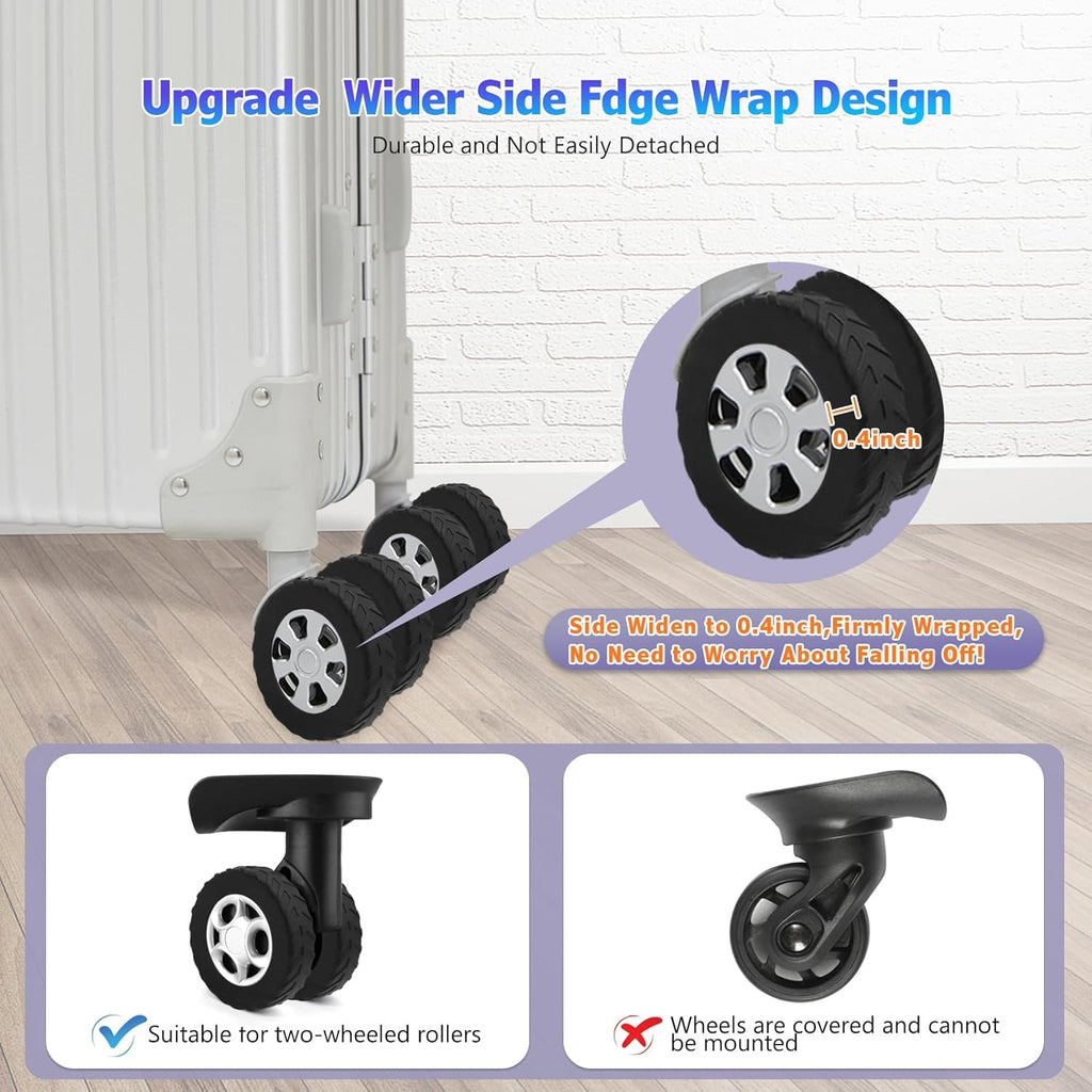 XIANCO Luggage Wheel Silicone Protector Cover, 16 Pieces, Black, Shock Absorption, for Trolley Bag Suitcase Spinner Wheel