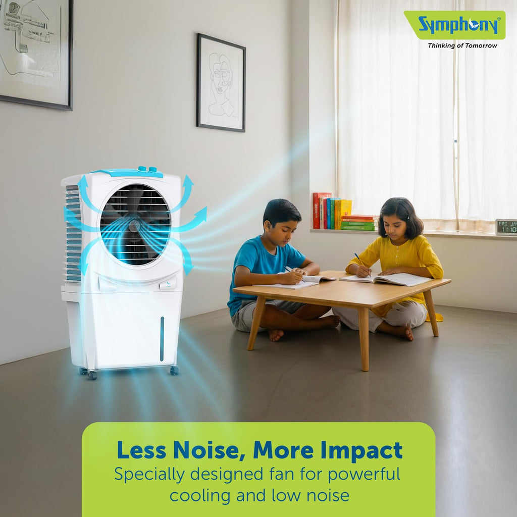 Symphony Ice Cube 27 Personal Air Cooler For Home with Powerful Fan, Honeycomb Pads, i-Pure Technology and Low Power Consumption (27L, White)