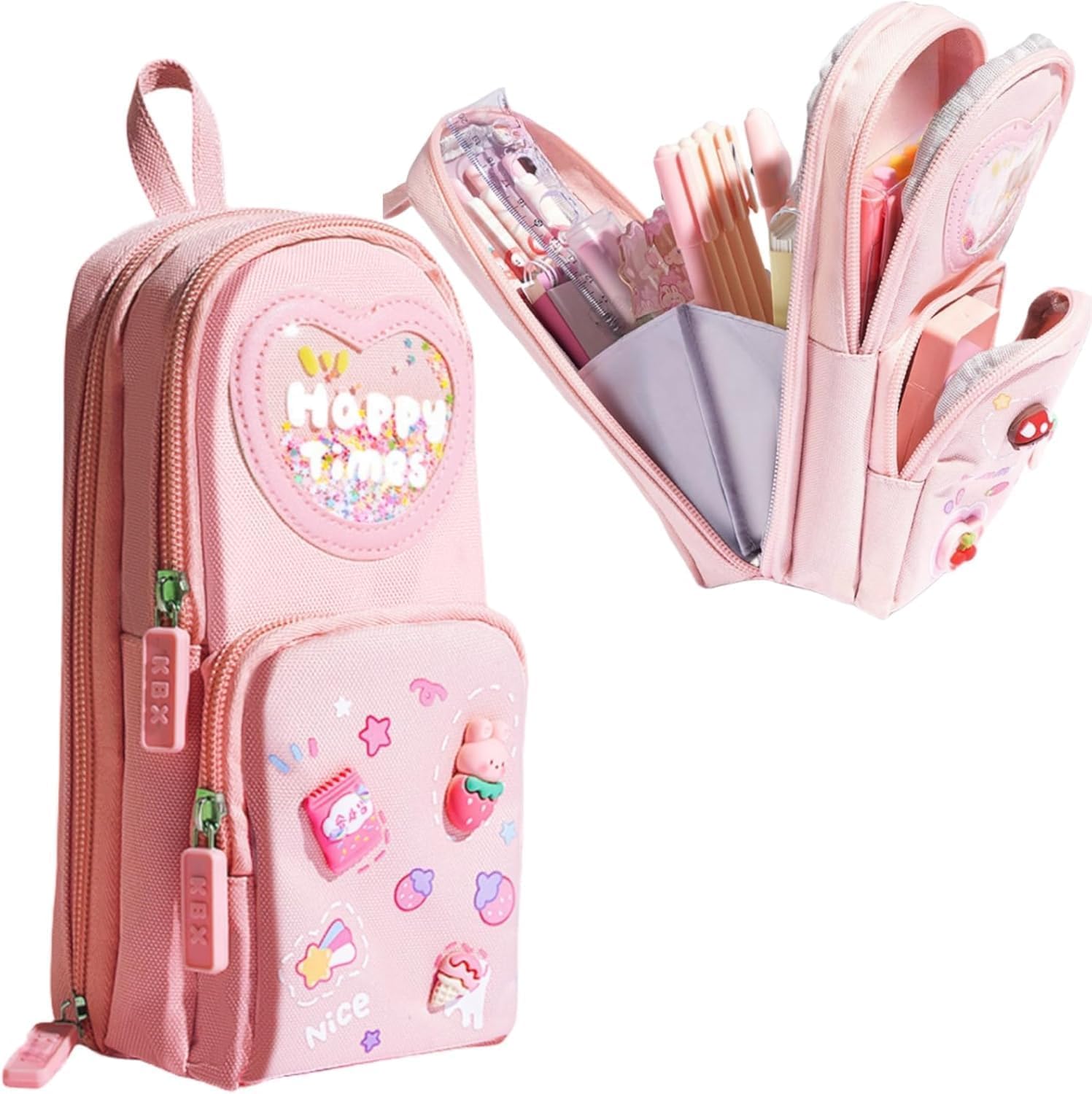WireScorts® Premium Pencil Case 6 Layer with 3 Compartment Cute Aesthetic Pencil Case for Girls Large Capacity Pencil Pouch Multifunctional Pouch for School Kids, Cute Stationary Gift for Kids - Pink