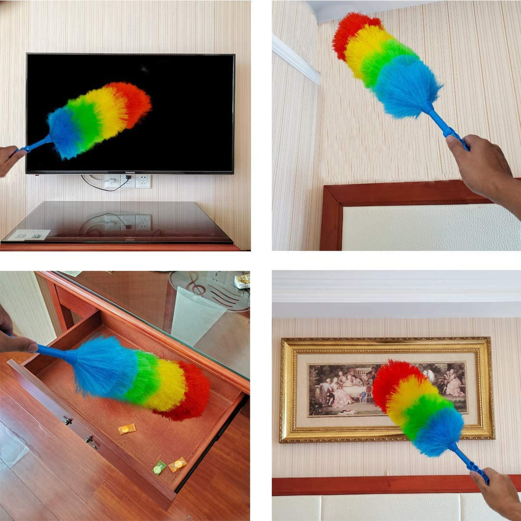 Feyora Microfiber Feather Duster | Rainbow Static Duster Cleaning for Home, Office, Car and Bike