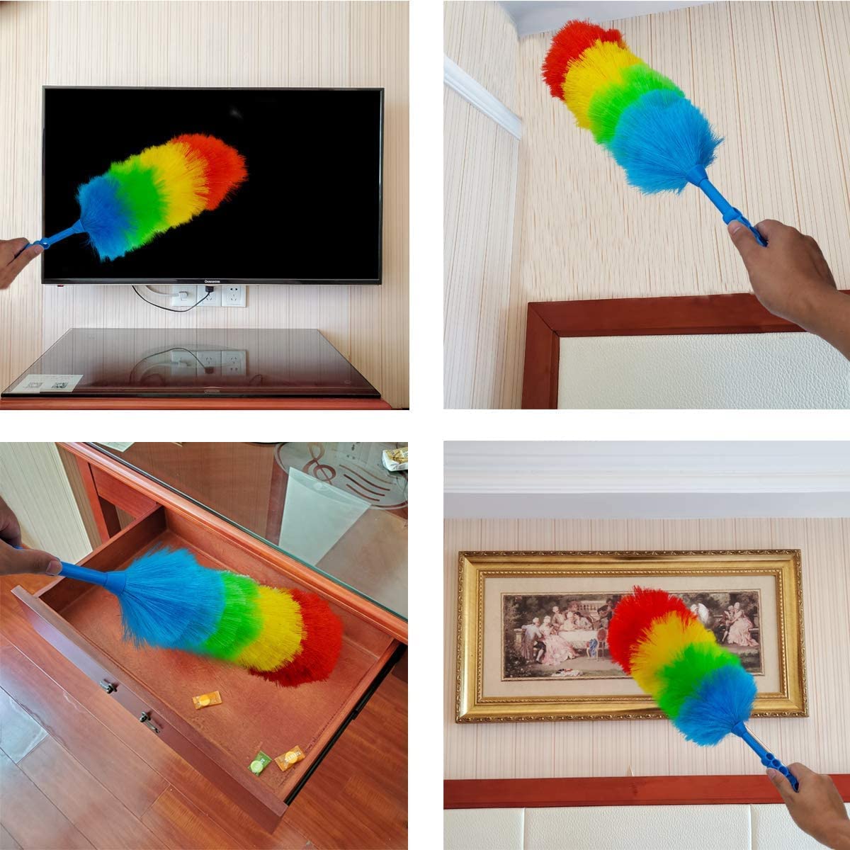 Feyora Microfiber Feather Duster | Rainbow Static Duster Cleaning for Home, Office, Car and Bike