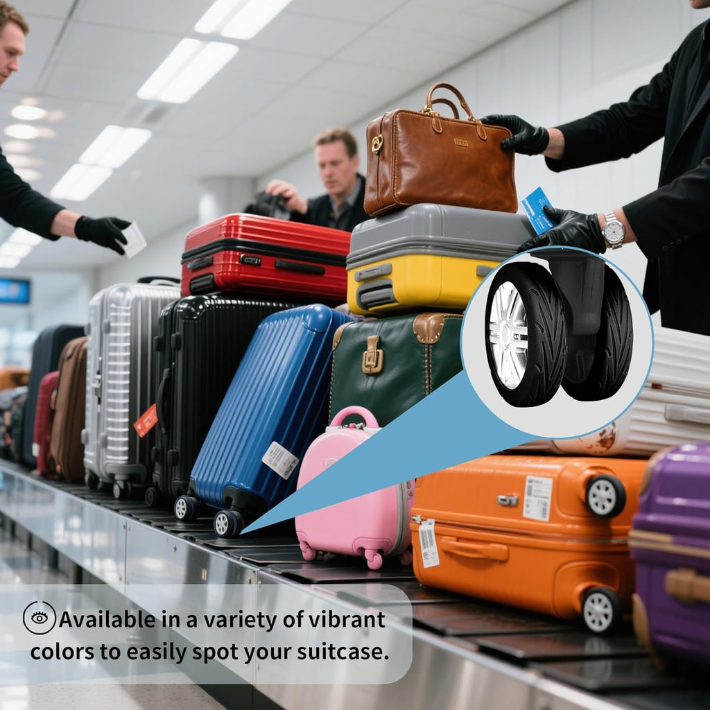 XIANCO Luggage Wheel Silicone Protector Cover, 16 Pieces, Black, Shock Absorption, for Trolley Bag Suitcase Spinner Wheel
