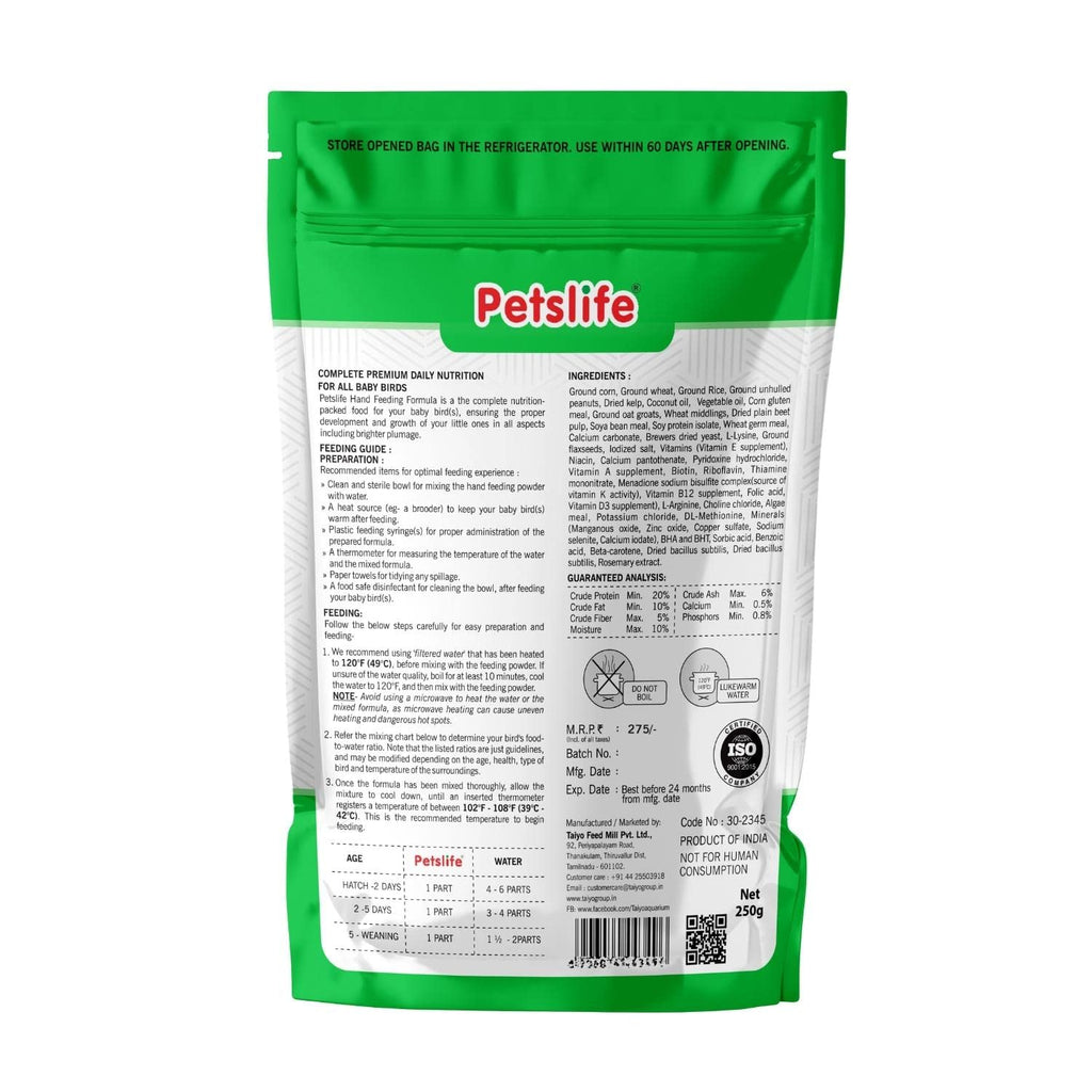 PETSLIFE Hand Feeding Formula for Baby Birds, 250g
