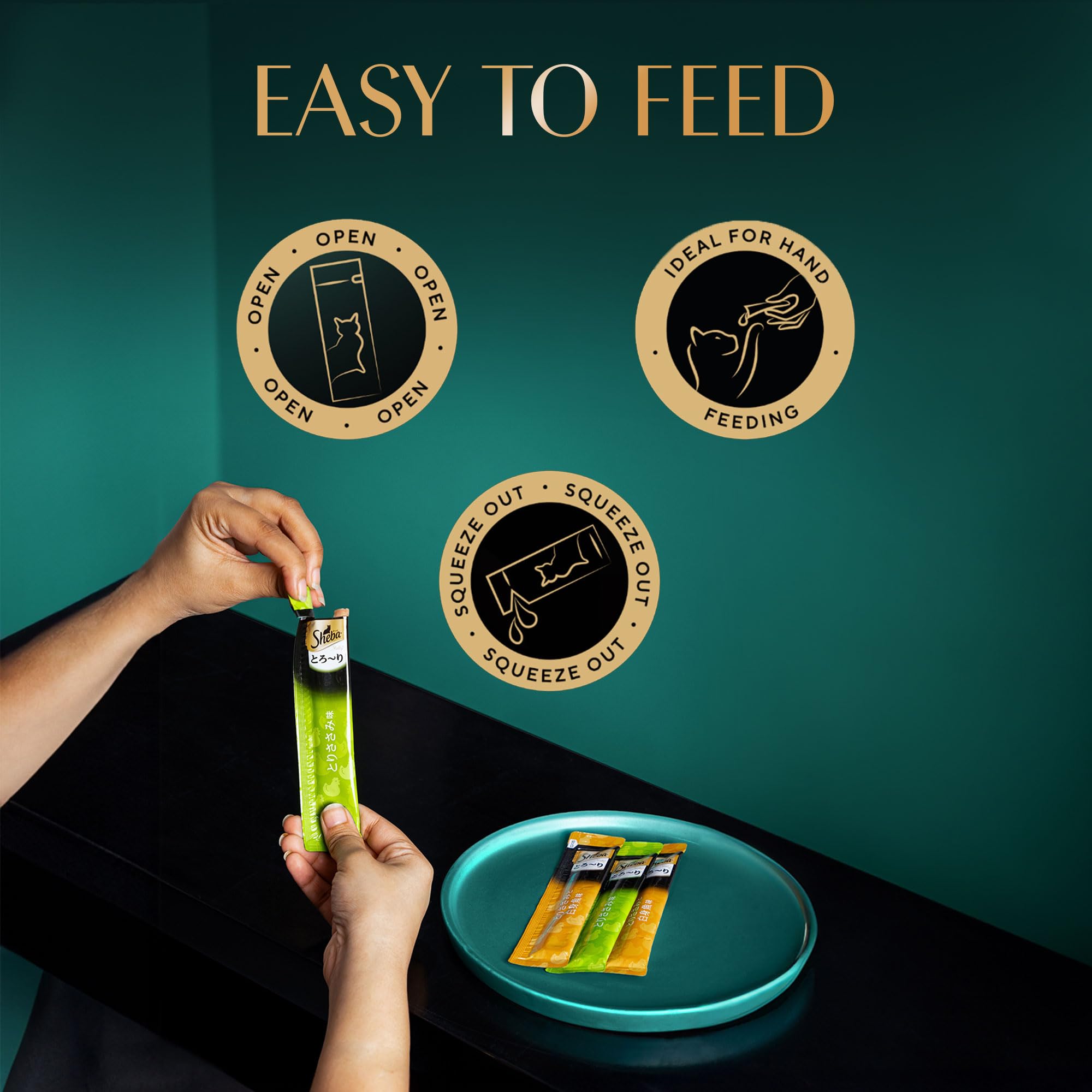 Sheba Melty Premium Lickable Creamy Cat Treats, Maguro Selection – Tuna & Tuna & Prawn Flavors, 4 Sticks x 12g (48g), Creamy Treats for Bonding