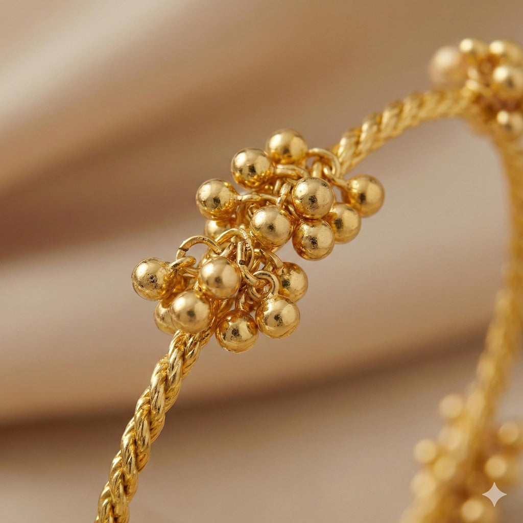 Swara Creations Traditional Gold Plated Kashmiri Ghungroo Latkan Bangles Set for Women and Girls|Set of 4 Bangles