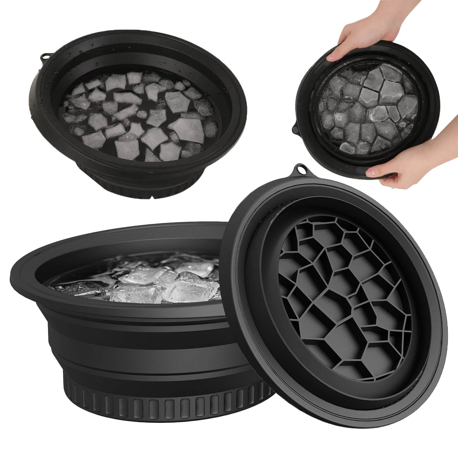 GRAYSON Face Ice Bowl | Ice Cube Tray For Face Dip | Ice Dunk Bowl For Face with Built-In Icetray, Collapsible Silicone Facial Ice Bath Bowl for Cold Plunge Therapy, Skin Tightening & Acne Relief
