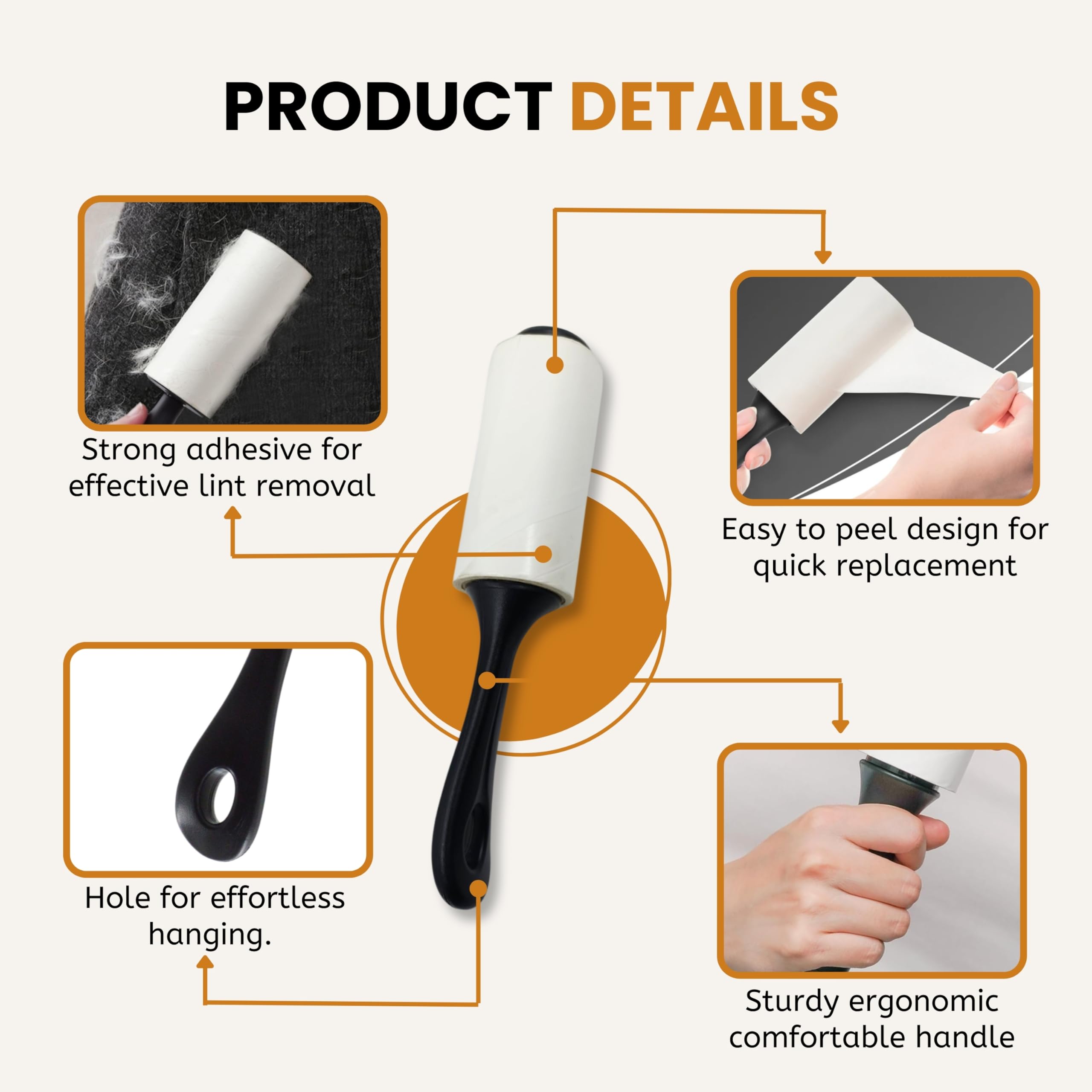 Foodie Puppies Pet Hair Remover Lint Roller with Handle and 4 Refills (300 Sheets), Hair Remover for Dogs and Cats, Ideal for Clothes, Furniture, Coats, Car Seats, Carpets, Fabric, and Dust Cleaning