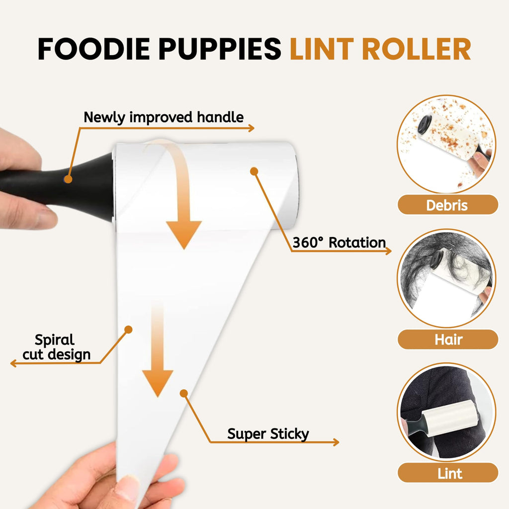 Foodie Puppies Pet Hair Remover Lint Roller with Handle and 4 Refills (300 Sheets), Hair Remover for Dogs and Cats, Ideal for Clothes, Furniture, Coats, Car Seats, Carpets, Fabric, and Dust Cleaning
