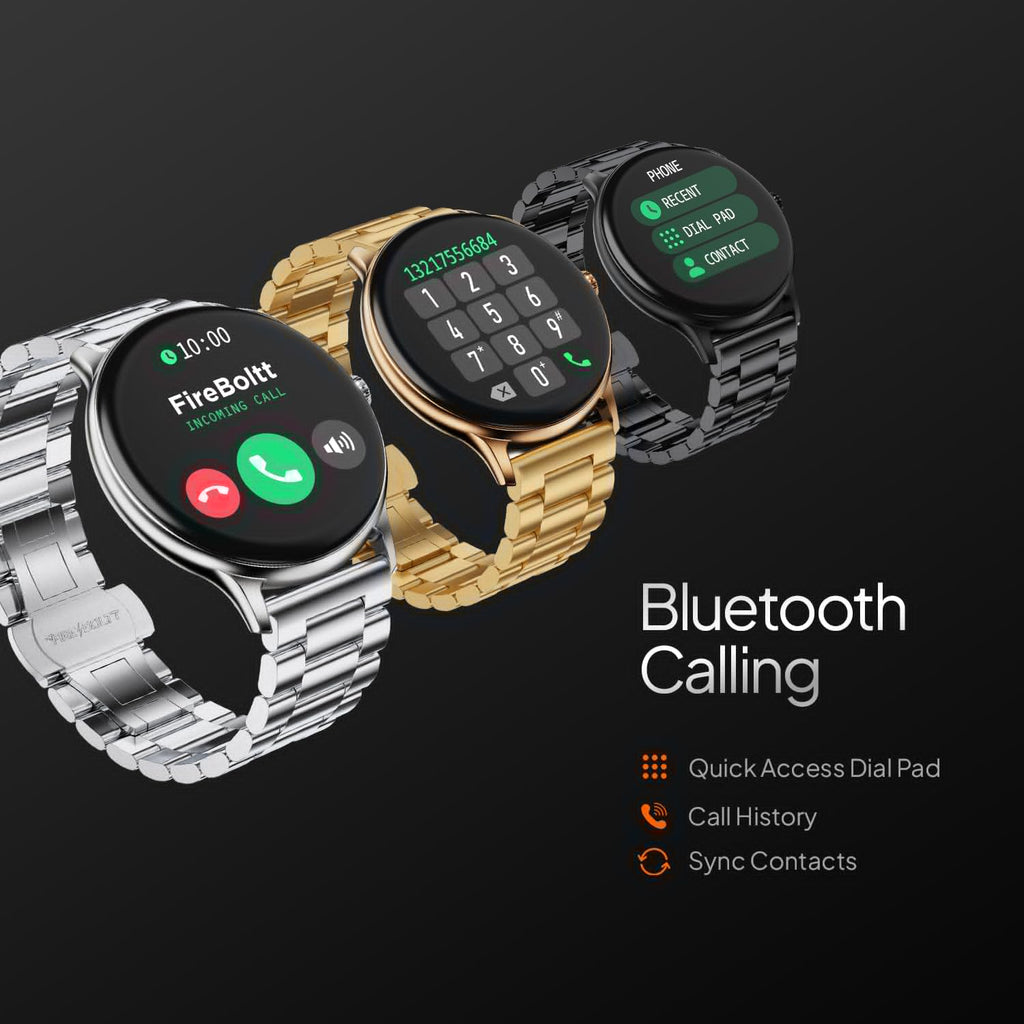 Fire‑Boltt Phoenix Pro Round Smart Watch 1.39″ Display with Bluetooth Calling, AI Voice Assistant,SpO2 & Heart Rate Monitor, 120+ Sports Modes,IP67 Waterproof Metal Smart Watch for Men & Women - Black