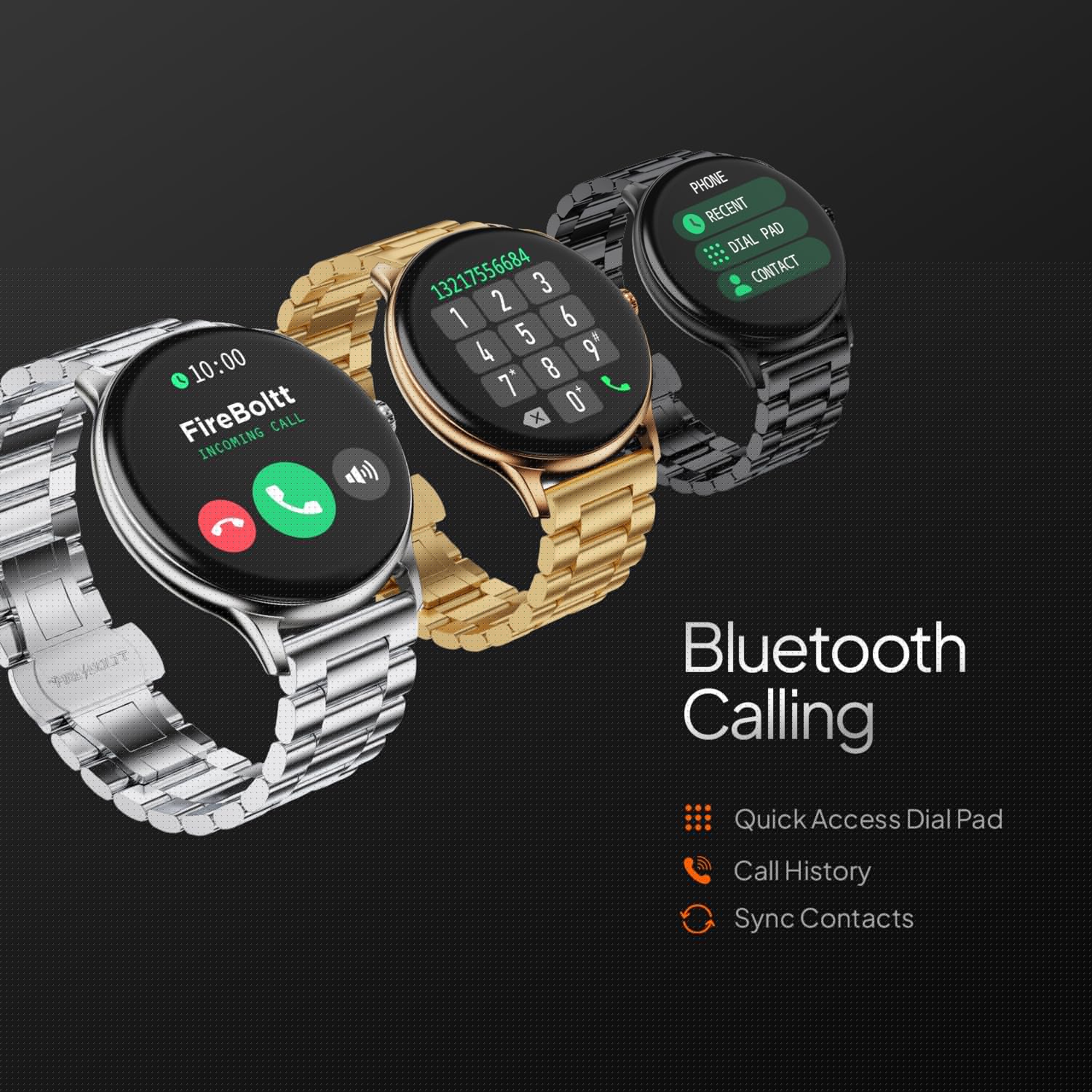 Fire‑Boltt Phoenix Pro Round Smart Watch 1.39″ Display with Bluetooth Calling, AI Voice Assistant,SpO2 & Heart Rate Monitor, 120+ Sports Modes,IP67 Waterproof Metal Smart Watch for Men & Women - Black