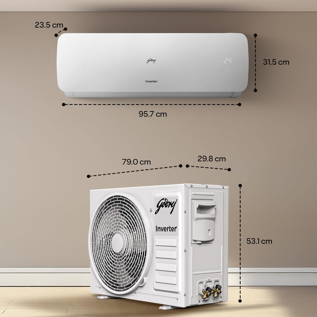 Godrej 1.5 Ton 3 Star, 5 Years Comprehensive Warranty,AI Powered, 5 in1 Convertible Cooling, Inverter Split AC (Copper, Heavy Duty Cooling at 52°C, AC 1.5T SIC 18NTC3 WZE 3S,White)