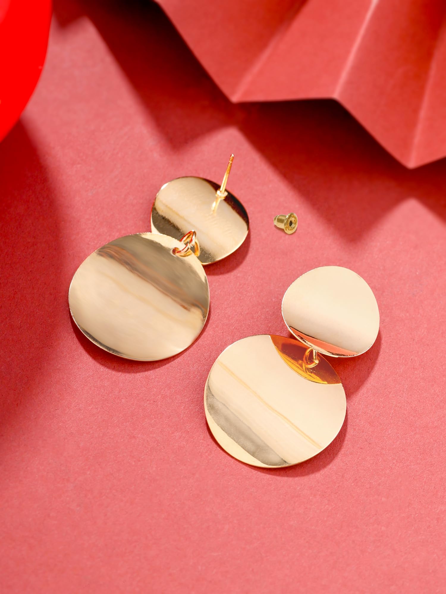 Yellow Chimes Earrings for Women Gold Plated Earrings Geometric Round Dual Circle Earrings For Women and Girls.