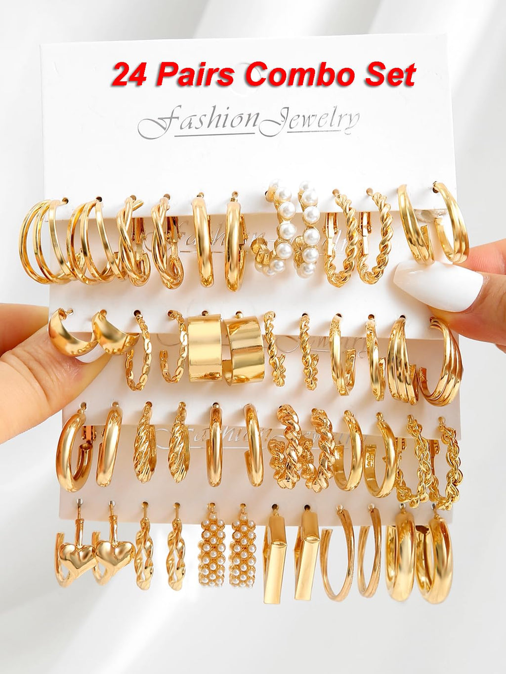 Shining Diva Fashion 24 Pairs Combo Set Latest Stylish Hoop Earrings for Women and Girls (15723er)