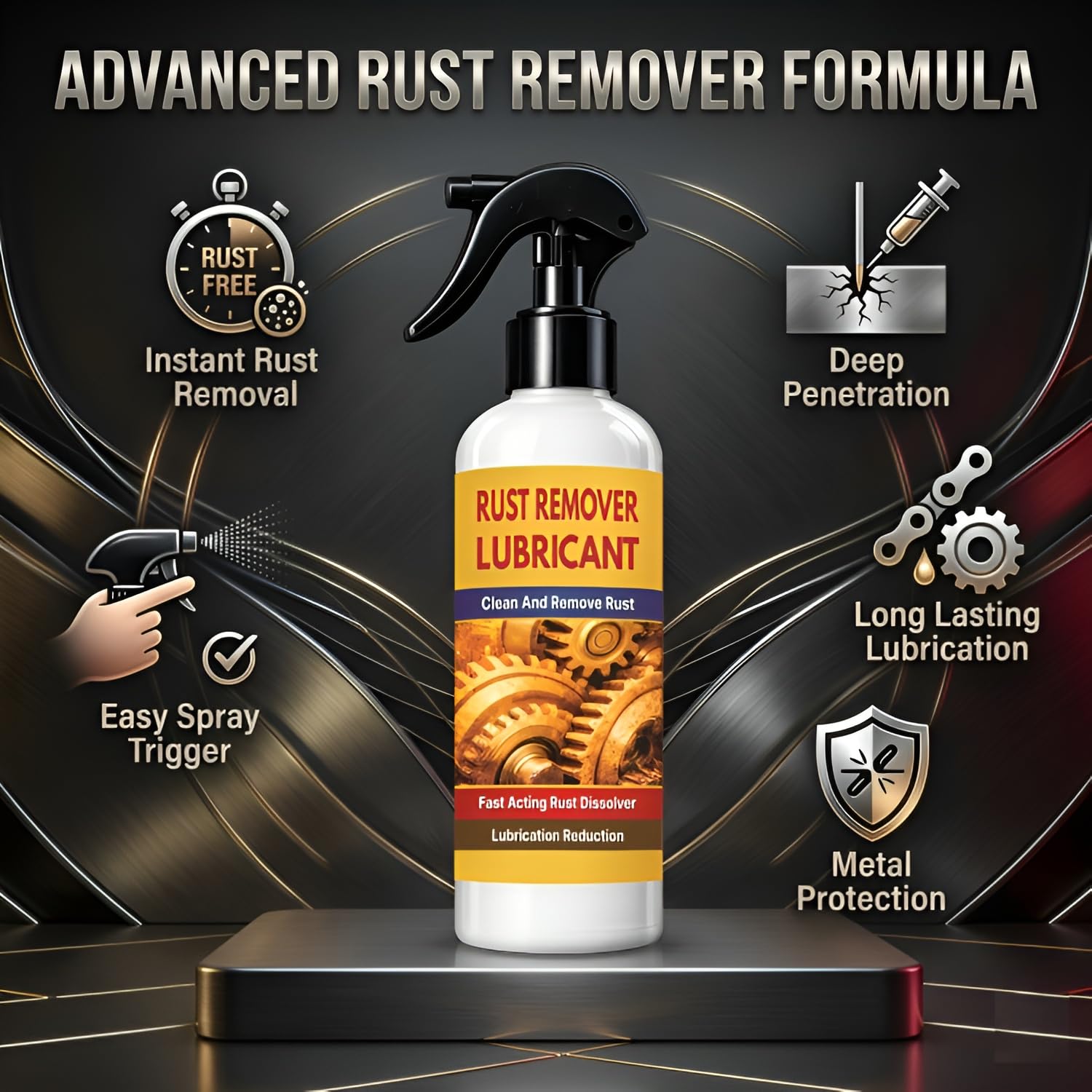 Anti - Rust Lubricant Spray & Rust Remover 200ml | Multi-Purpose Anti-Rust Spray for Metal Parts | Lubricating for Hinges, Nuts, Bolts, Tools & Machinery, Pack of 1