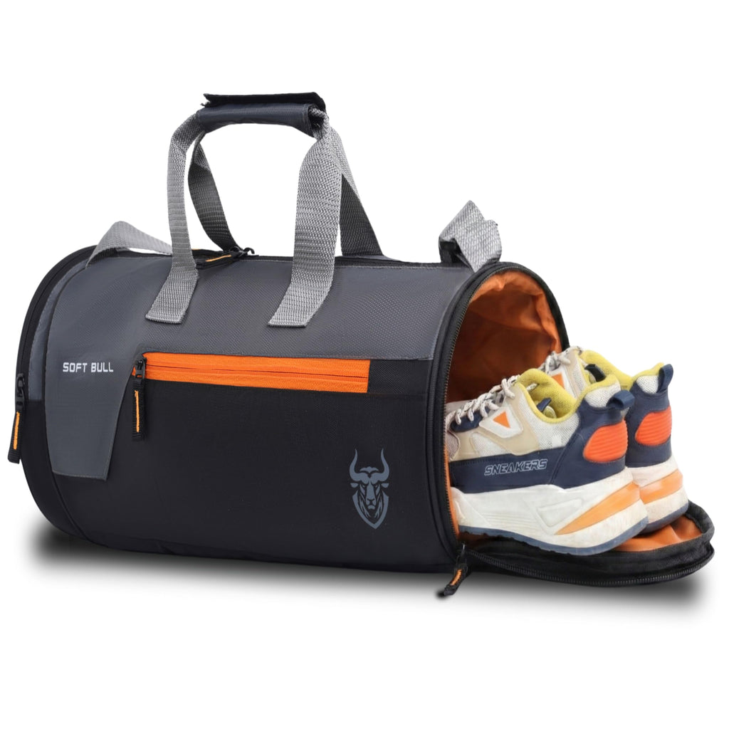 Soft Bull Gym Bag for Men 29L with Shoe Compartment | Gym Bags for Man Waterproof Duffle Bag | Sports Travel Bag for Men & Women | Gym Duffle Bag for Men for Workout, Travel, Sports Black