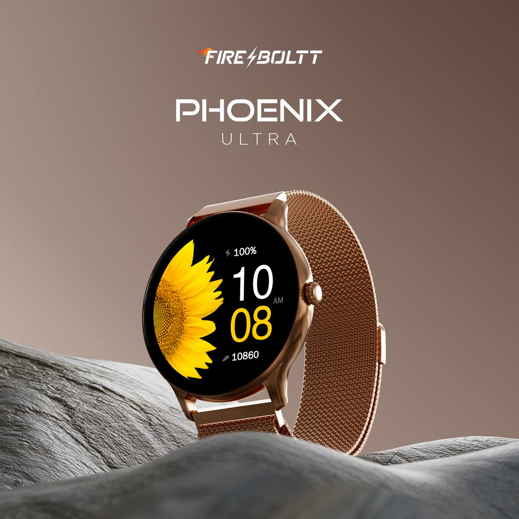 Fire-Boltt Phoenix Ultra Smart Watch 1.39" HD Display, Bluetooth Calling, AI Voice Assistant, 120 Sports Modes, IP67 Waterproof, SpO2 Monitor Smart Watch for Man & Woman - Gold