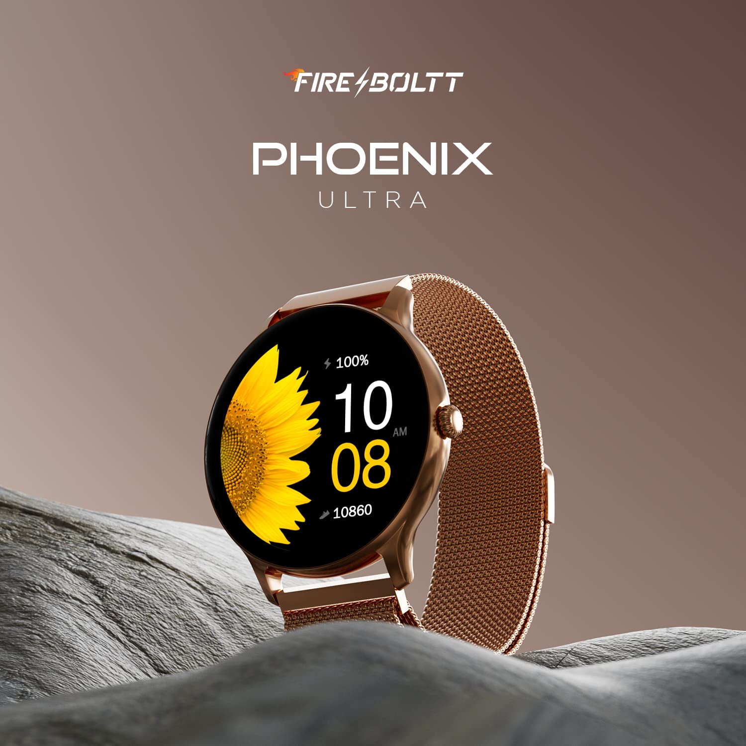 Fire-Boltt Phoenix Ultra Smart Watch 1.39" HD Display, Bluetooth Calling, AI Voice Assistant, 120 Sports Modes, IP67 Waterproof, SpO2 Monitor Smart Watch for Man & Woman - Gold