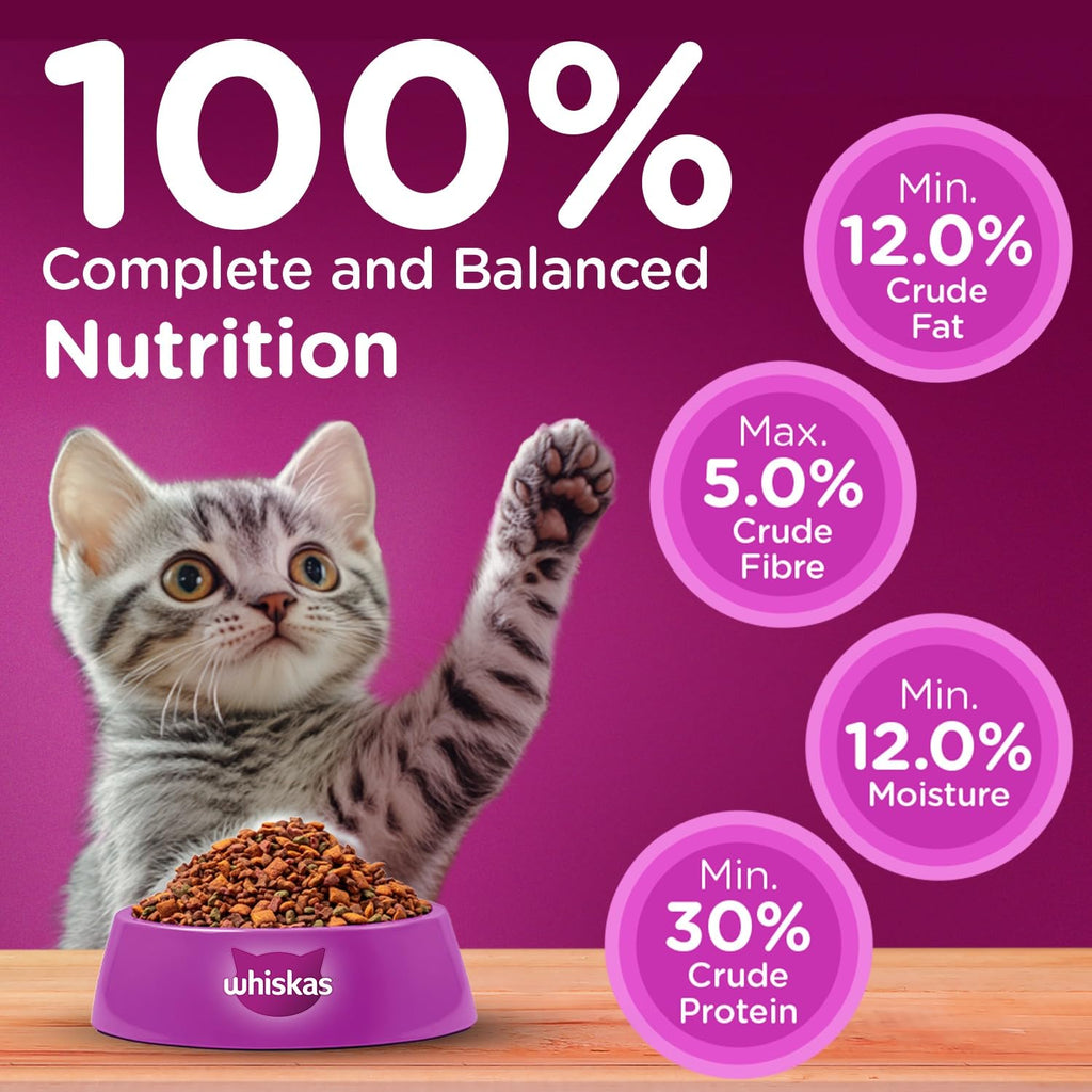Whiskas Junior Mother Cat & Kitten (2-12 Months) Dry Cat Food, Ocean Fish Flavour, 1.1 kg, Contains 41 Essential Nutrients, Complete & Balanced Nutrition for Mother Cats & Kittens