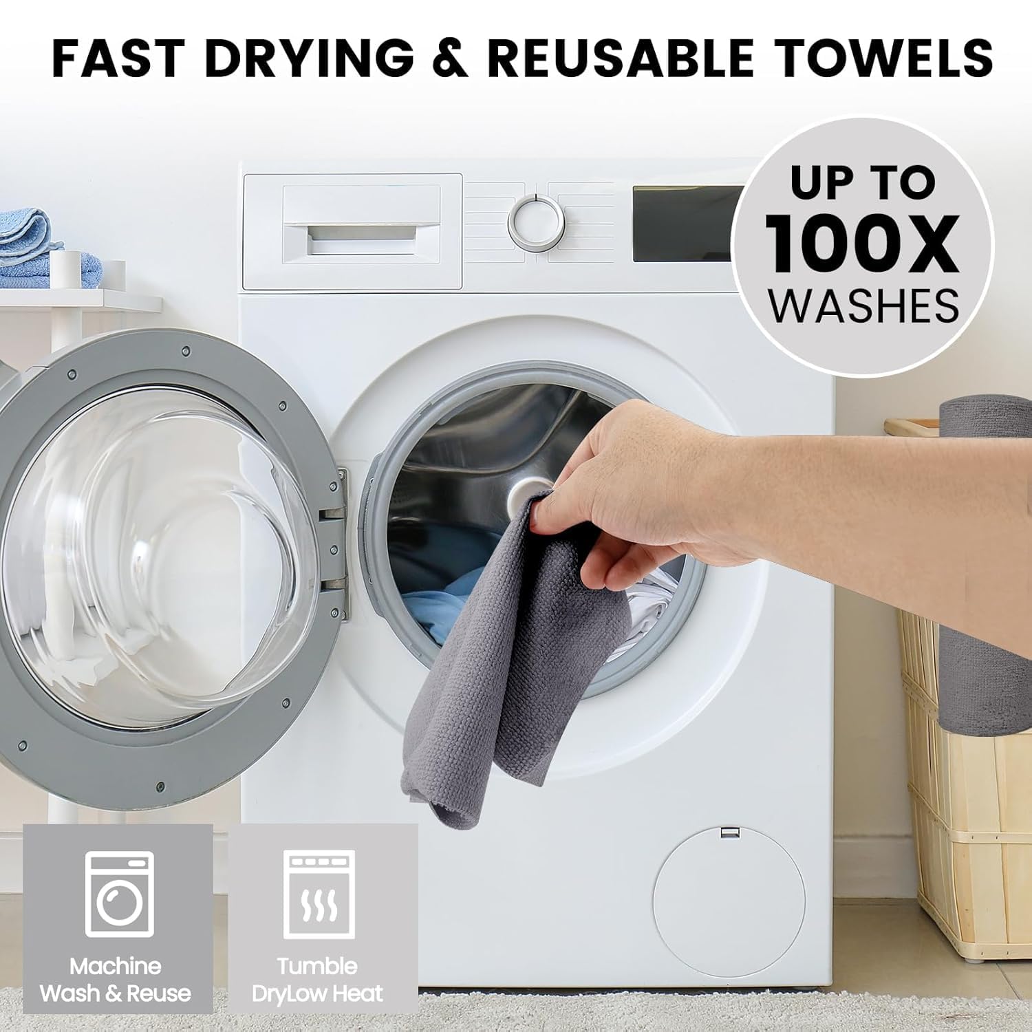 KESI ORNAMENTS Microfiber Cleaning Cloth 1 Roll - Tear-Away Reusable Microfiber Paper Towels, Lint-Free, 2000 Time Washable Scratch-Free, Kitchen Towels for Car, Home, Kitchen, Glass, Dishes (Grey)