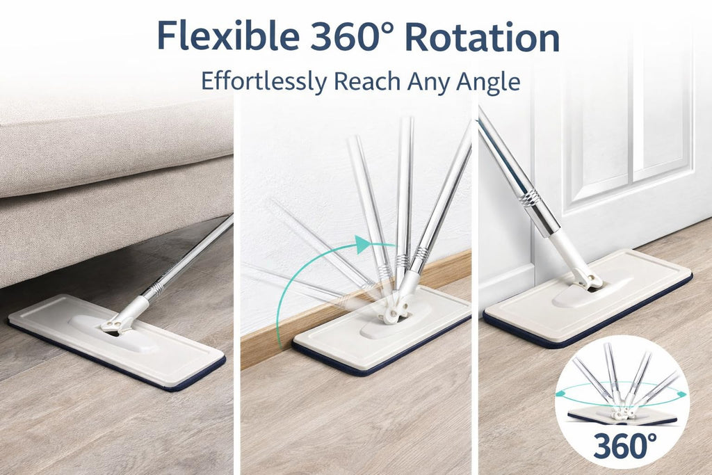 Krysonex - Flat Mop with Bucket for Home Floor Cleaning | Wash & Dry System | Easy Water Control | Home Kitchen Bathroom Cleaning Tool