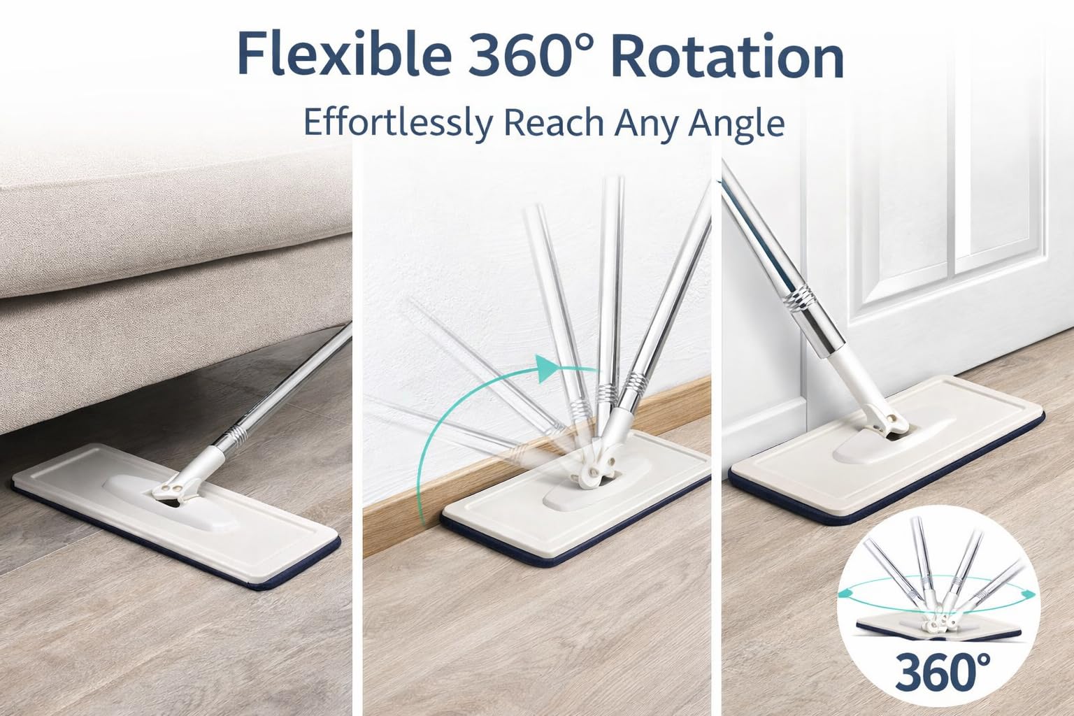 Krysonex - Flat Mop with Bucket for Home Floor Cleaning | Wash & Dry System | Easy Water Control | Home Kitchen Bathroom Cleaning Tool