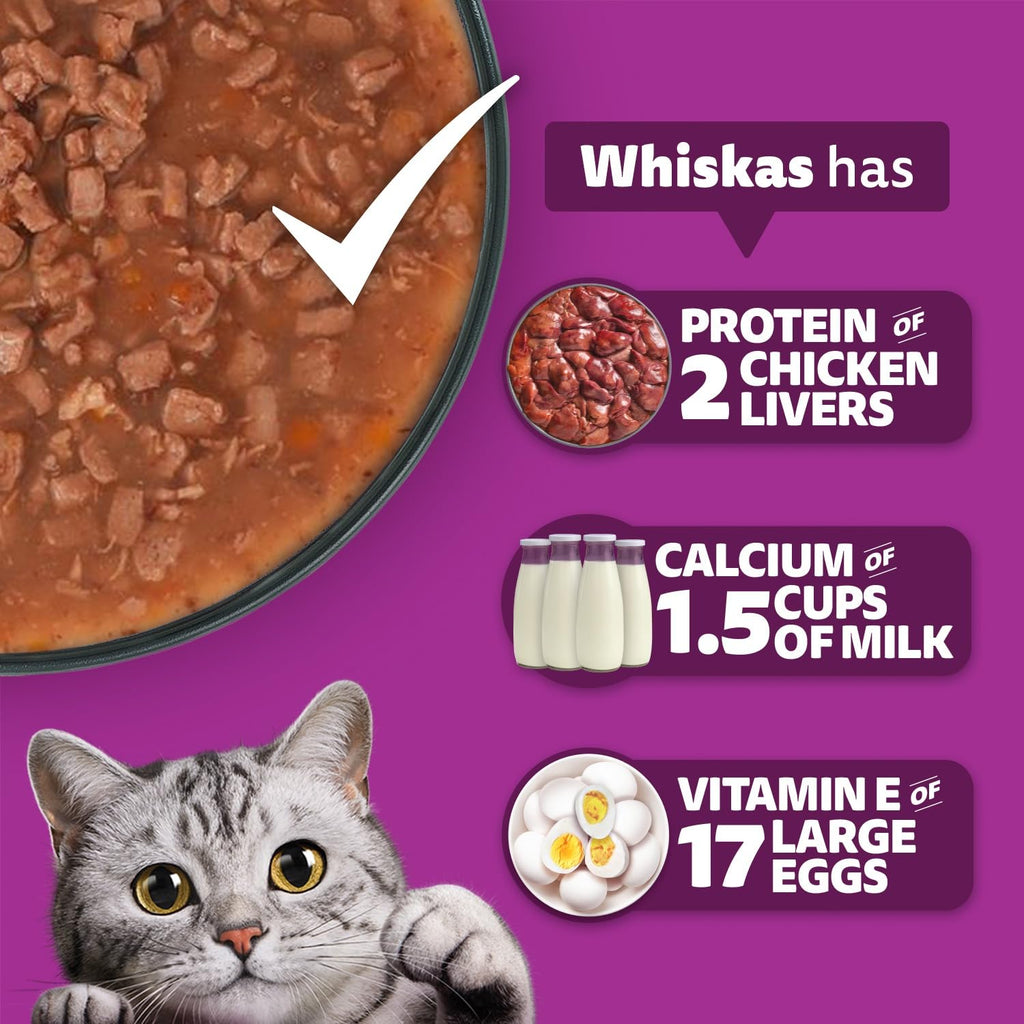 Whiskas Adult (1+ Years) Wet Cat Food, Salmon in Gravy, 80 g (Pack of 14), Hydrating Food Made With Real Fish, 100% Complete & Balanced Nutrition for Adult Cats