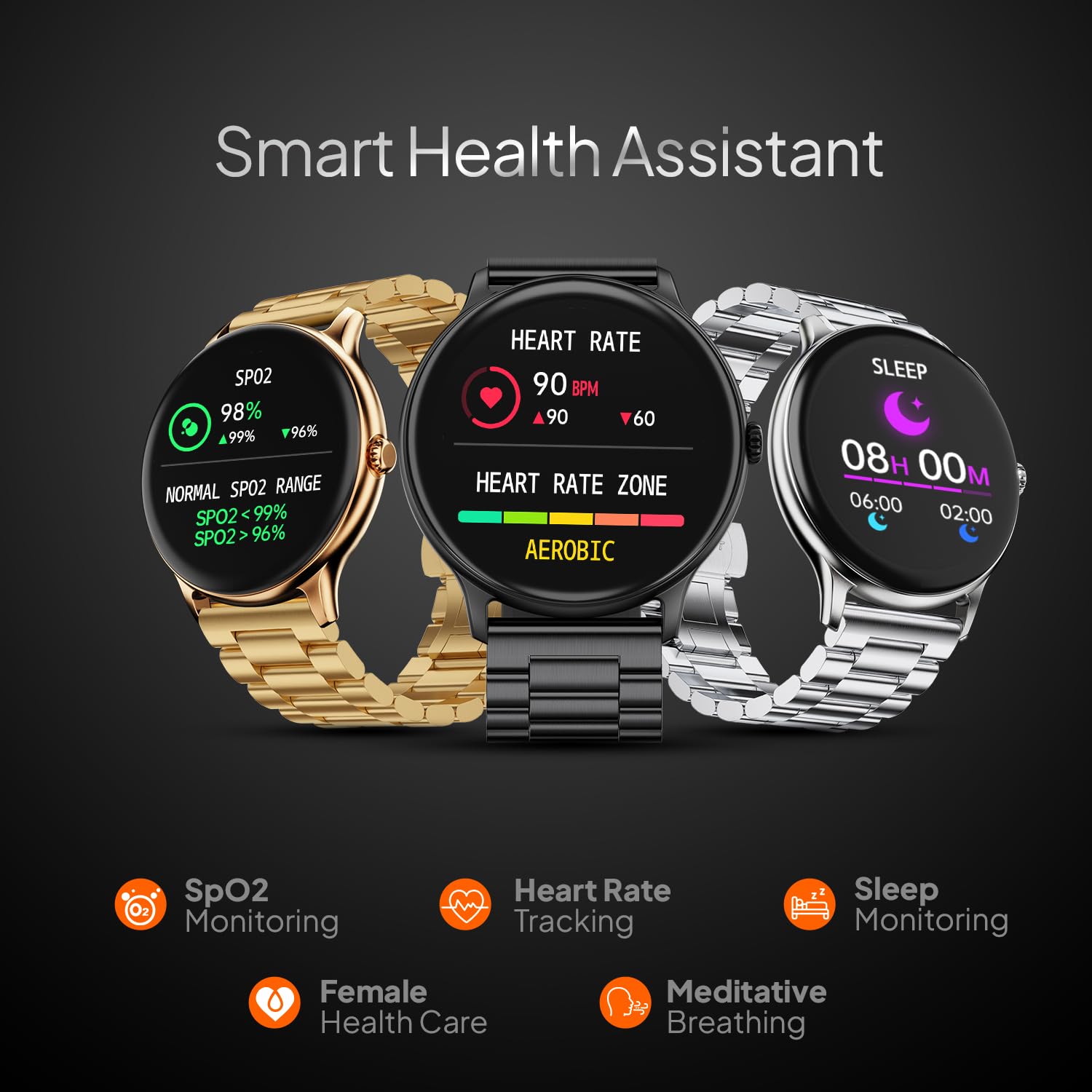 Fire‑Boltt Phoenix Pro Round Smart Watch 1.39″ Display with Bluetooth Calling, AI Voice Assistant,SpO2 & Heart Rate Monitor, 120+ Sports Modes,IP67 Waterproof Metal Smart Watch for Men & Women - Black