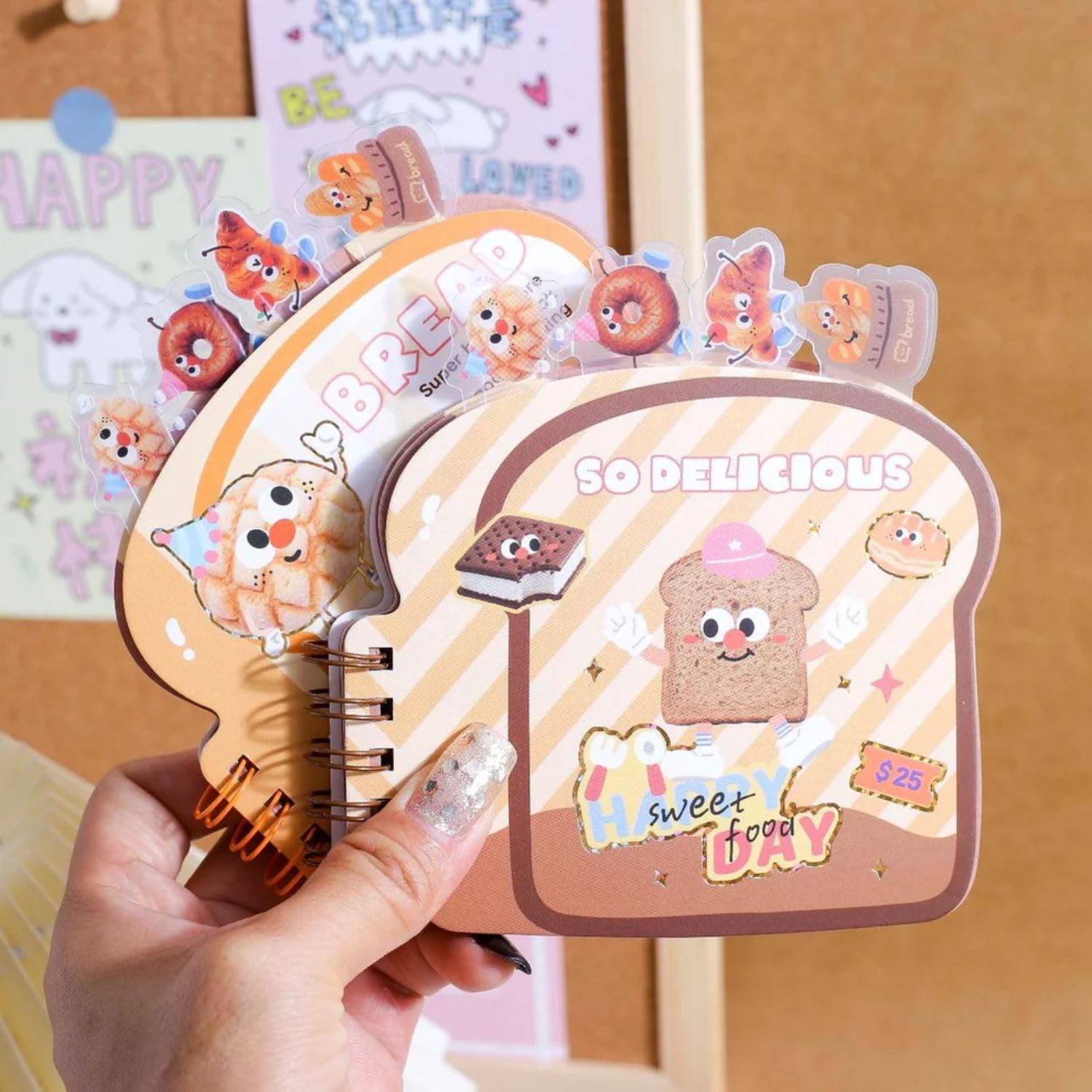 FunBlast Mini Diary for Kids –Bread Theme Spiral Notebook Diary with Bookmarks, Cute Kawaii Stationery, A7 Size Journal Diary, Ruled Notebooks for Boys & Girls – 60+ Sheets (RandomPrint)