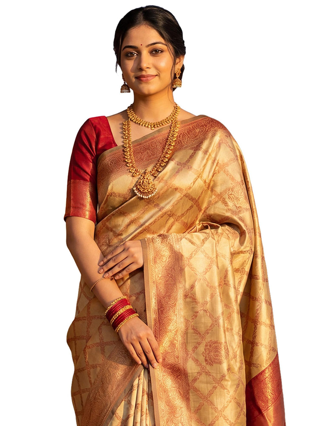 Ratnavati Women's Kanjivaram Pure Soft Silk Banarasi Silk Woven Design Saree with Unstitched Blouse Piece