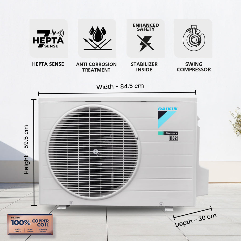 Daikin 1.5 Ton 3 Star, New Star rated, Inverter Split AC (Copper, PM2.5 Filter, MTKL50XV16, White)