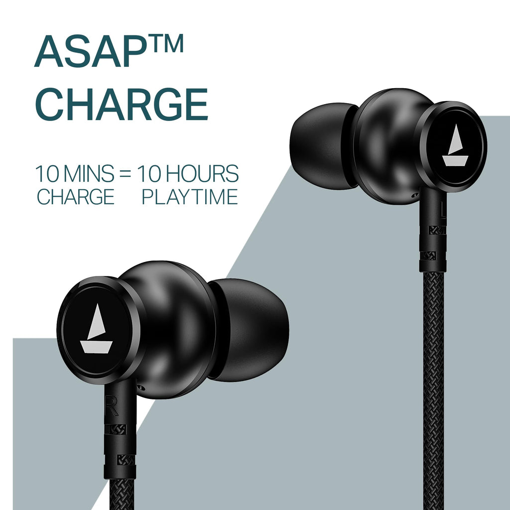 Boat Rockerz 113, 40H Battery, Dual Pair, Fast Charge, ENx Tech, Stream Ad Free Music via App Support, Magnetic Buds, Bluetooth Neckband, Wireless with Mic in Ear Earphones (Active Black)