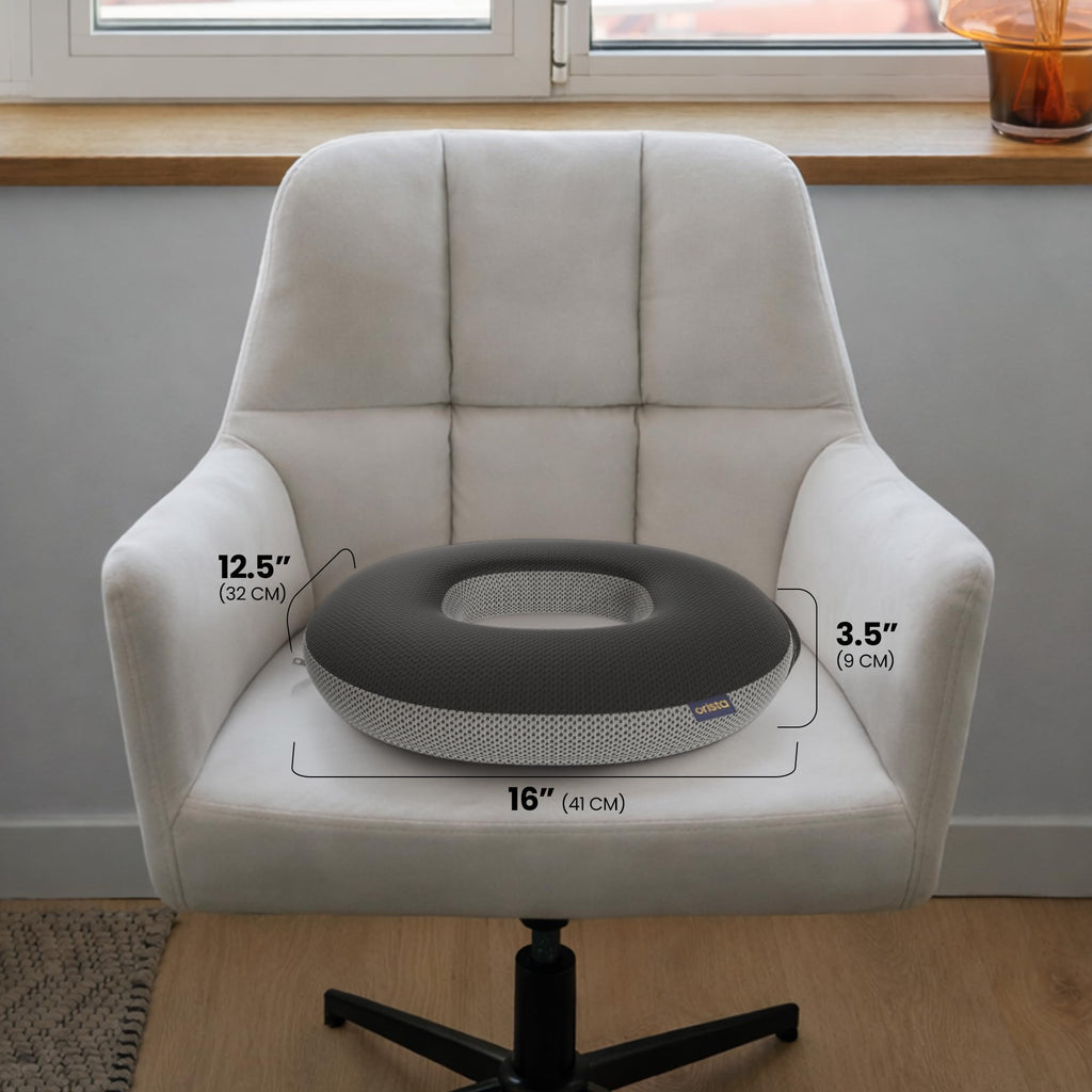 Orista Memory Foam Donut Cushion for Sitting | Orthopedic Seat Cushion with Breathable Mesh Cover | Coccyx Tailbone Pressure Relief Cushion for Office Chair Car & Home