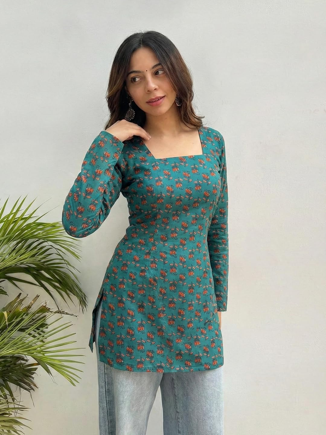 ANNI Designer Women's Viscose Printed Short Kurti (Rahat Rama_S_Rama_Small)