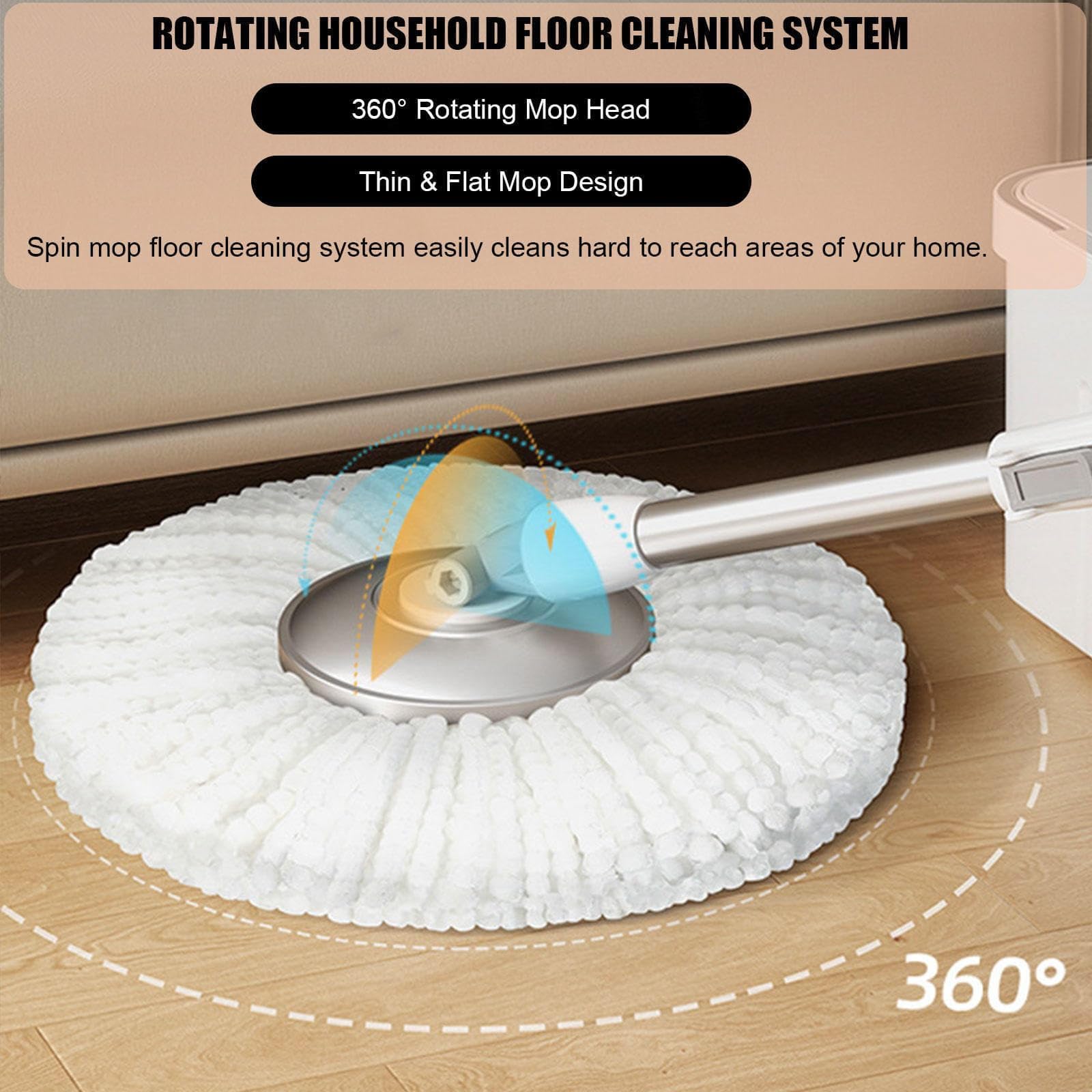 Mop Stick Rod Only with Free Microfiber Refill | Adjustable Stainless Steel Spin Mop Rod | Pocha Stick for Floor Cleaning Home & Office